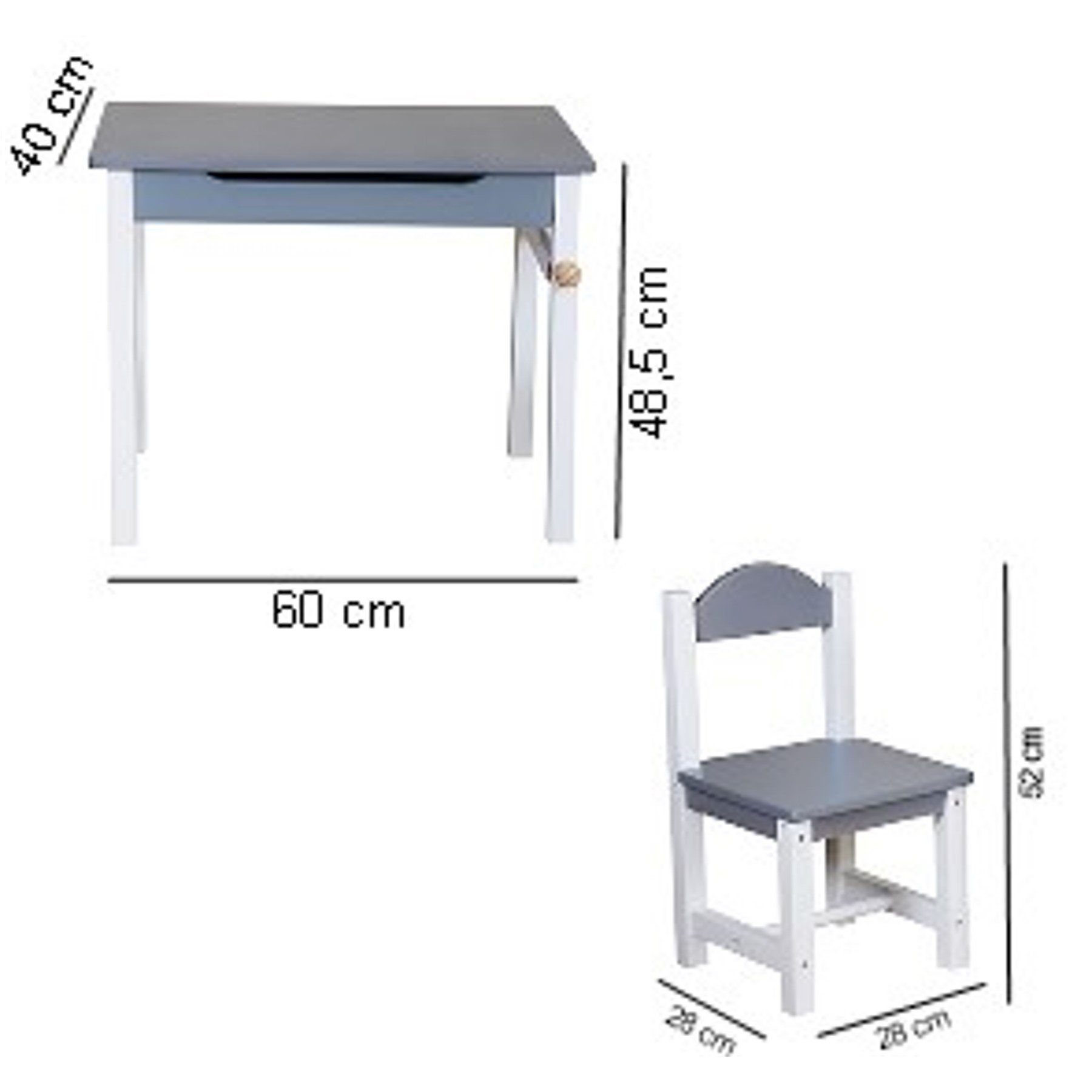 TikTakToo Children's Seating Set: Foldable children's table with paper roll and 2 wooden chairs (2 chairs, 1 table, paper roll holder, 1 paper roll), foldable table, paper roll holder including roll