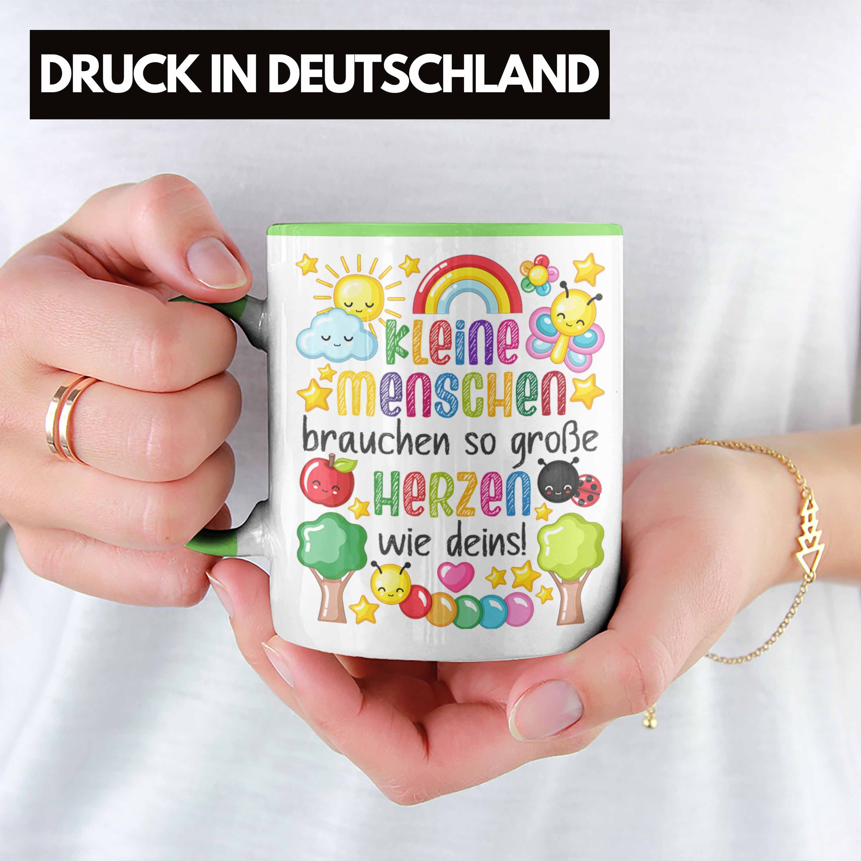 Spruch Brauchen Kindergärtnerin Erzieherin Trendation Dein Trendation Dankeschön Tasse - Menschen Geschenk Grün Beste Danke Herz Tasse Abschiedsgeschenk Kleine