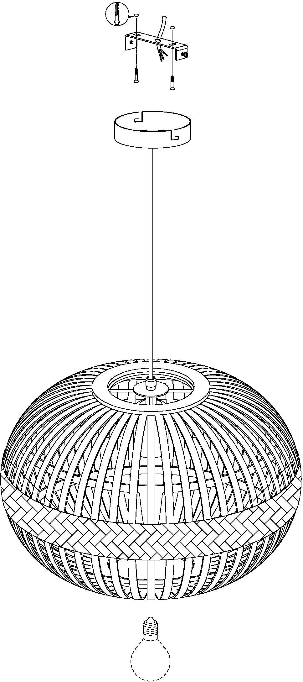 (je Holz EGLO 60W) Lampe AMSFIELD, aus H110 / E27 Leuchtmittel, 1 x Pendelleuchte / Ø38 / ohne braun max. cm exkl. x
