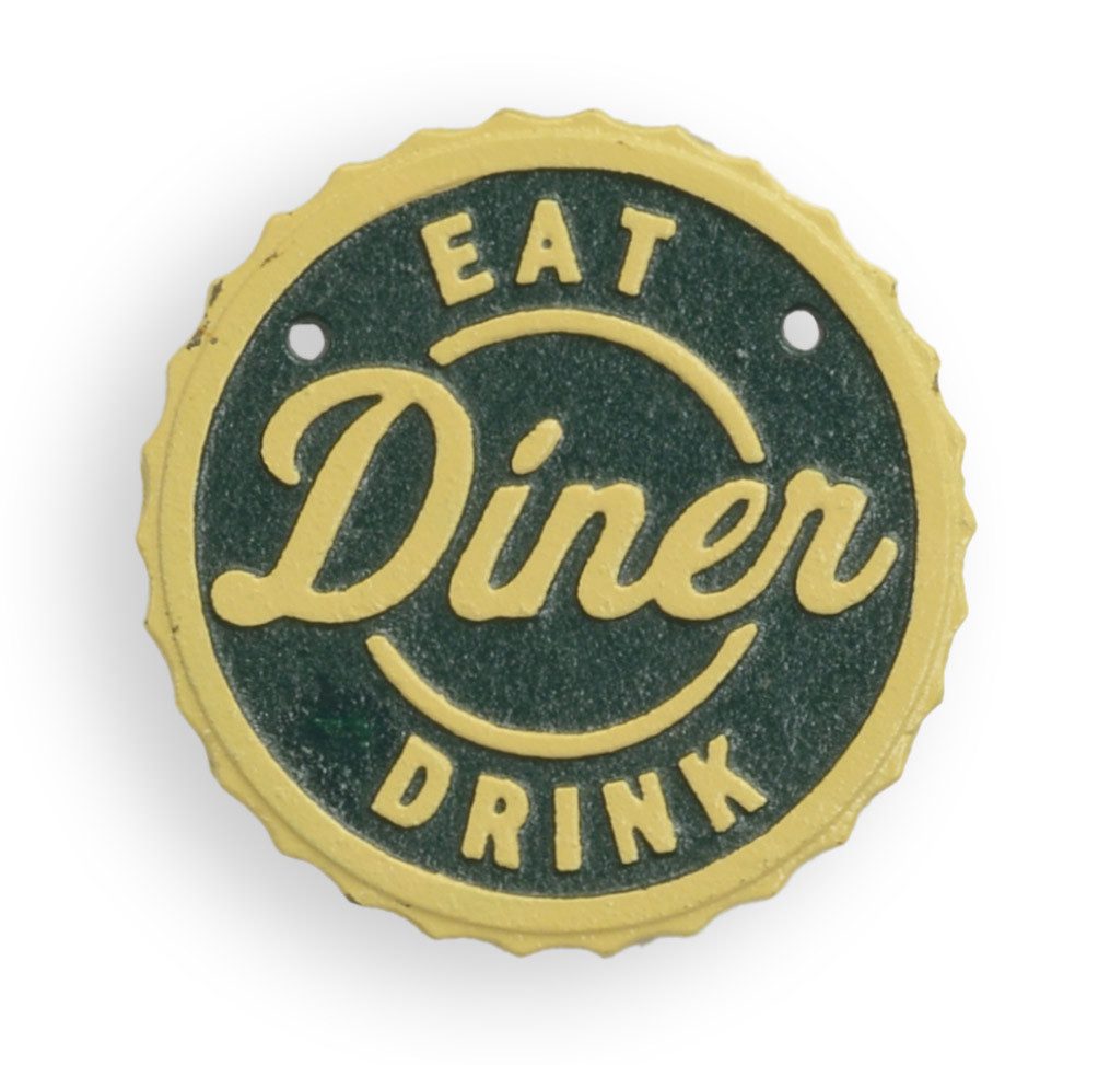 Aubaho Dekoobjekt Schild Eisen - Eat Diner Drink - Küche Restaurant Retro Design Dekorat