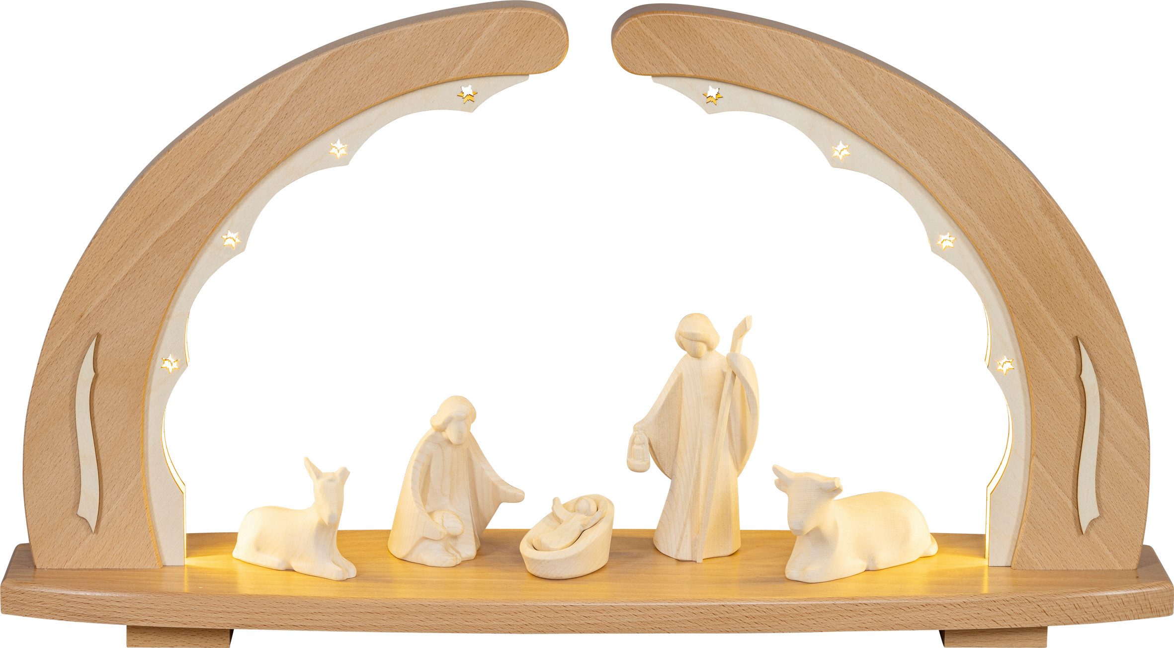 SAICO Original LED Schwibbogen Lichterbogen, Christi Geburt mit Figurengruppe aus Südtirol, mit LED-Stripe, BxHxT: 56,5x31x12 cm