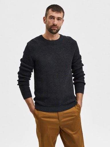 SELECTED HOMME Rundhalspullover SLHVINCE LS KNIT BUBBLE CREW NECK NOOS