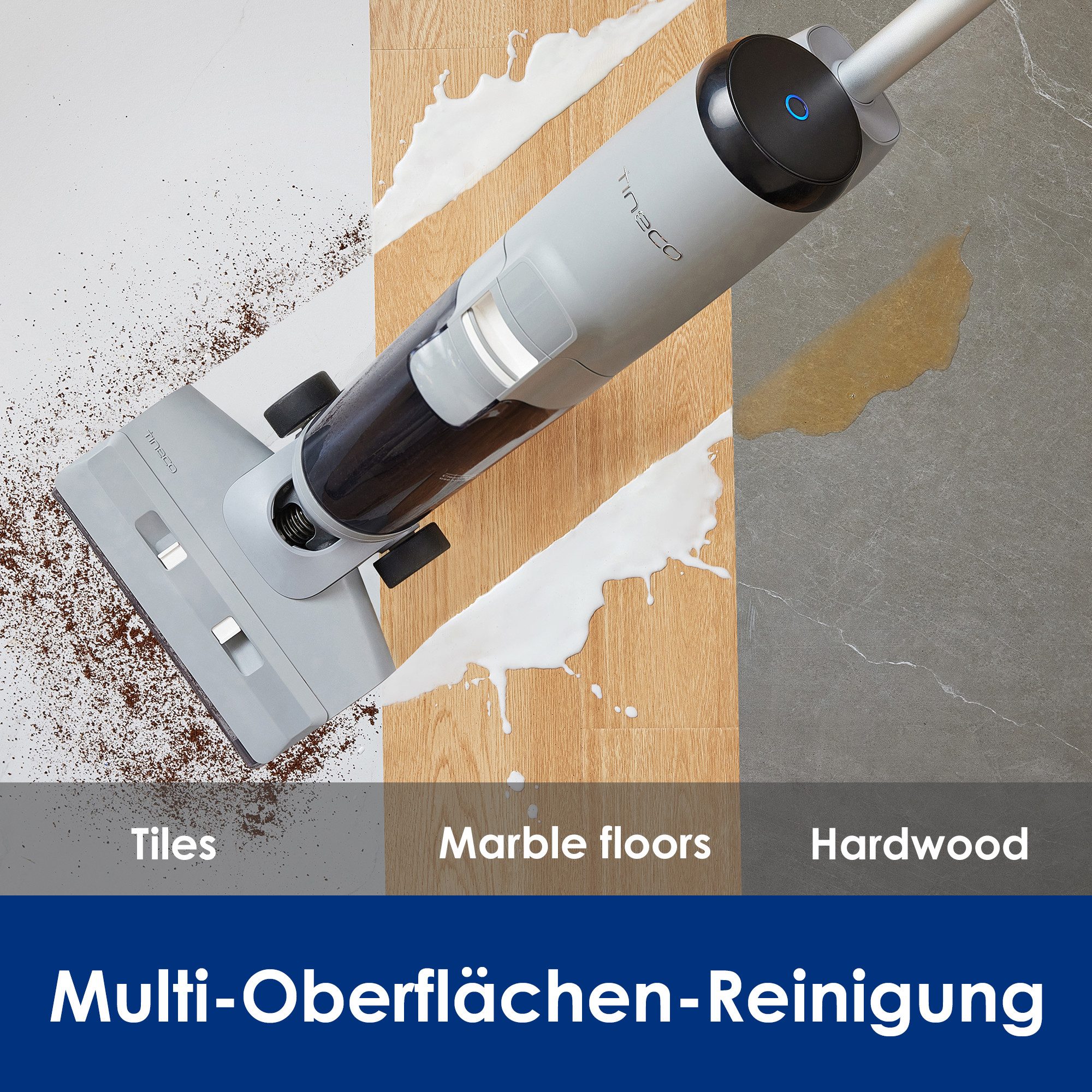 Tineco Nass-Trocken-Sauger Tineco iFLOOR 5 Breeze mit automatischer Selbstreinigung, 190 W, beutellos, 35 Min Akku, Tierhaarfilter, Hartbodenreiniger, Doppeltank