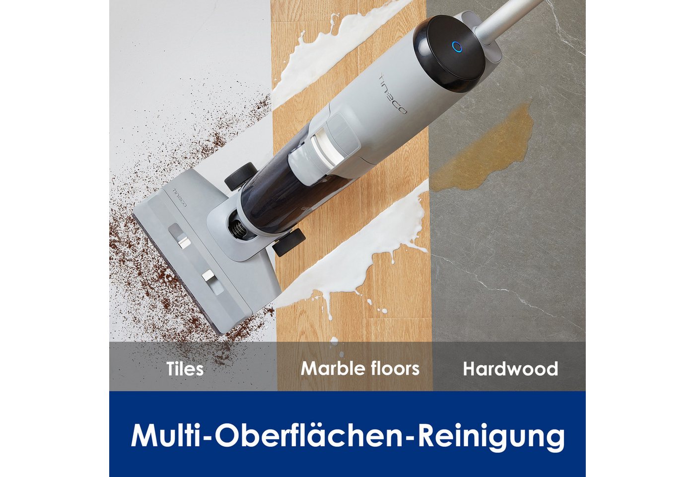 Tineco Nass-Trocken-Sauger Tineco iFLOOR 5 Breeze mit automatischer Selbstreinigung, 190 W, beutellos, 35 Min Akku, Tierhaarfilter, Hartbodenreiniger, Doppeltank