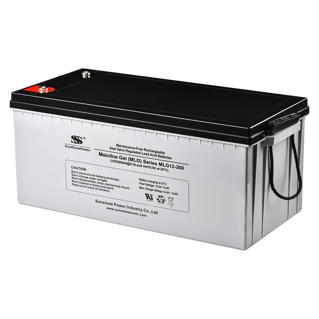 Sunstone Power 12V 200AH VLRA Gel Batterie für Photovoltaikanlage USV, 0% MWST Bleiakkus 200000 mAh (12 V), wiederaufladbar, wartungsfrei, zyklenfest
