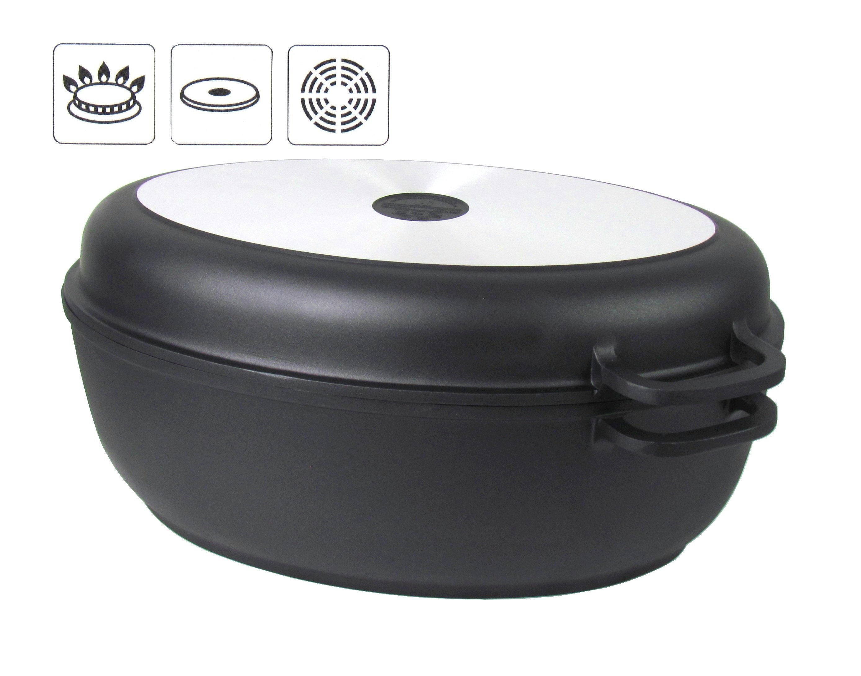 Bräter 2 in1 Aluguss-Bräter mit integrierter Grillpfanne