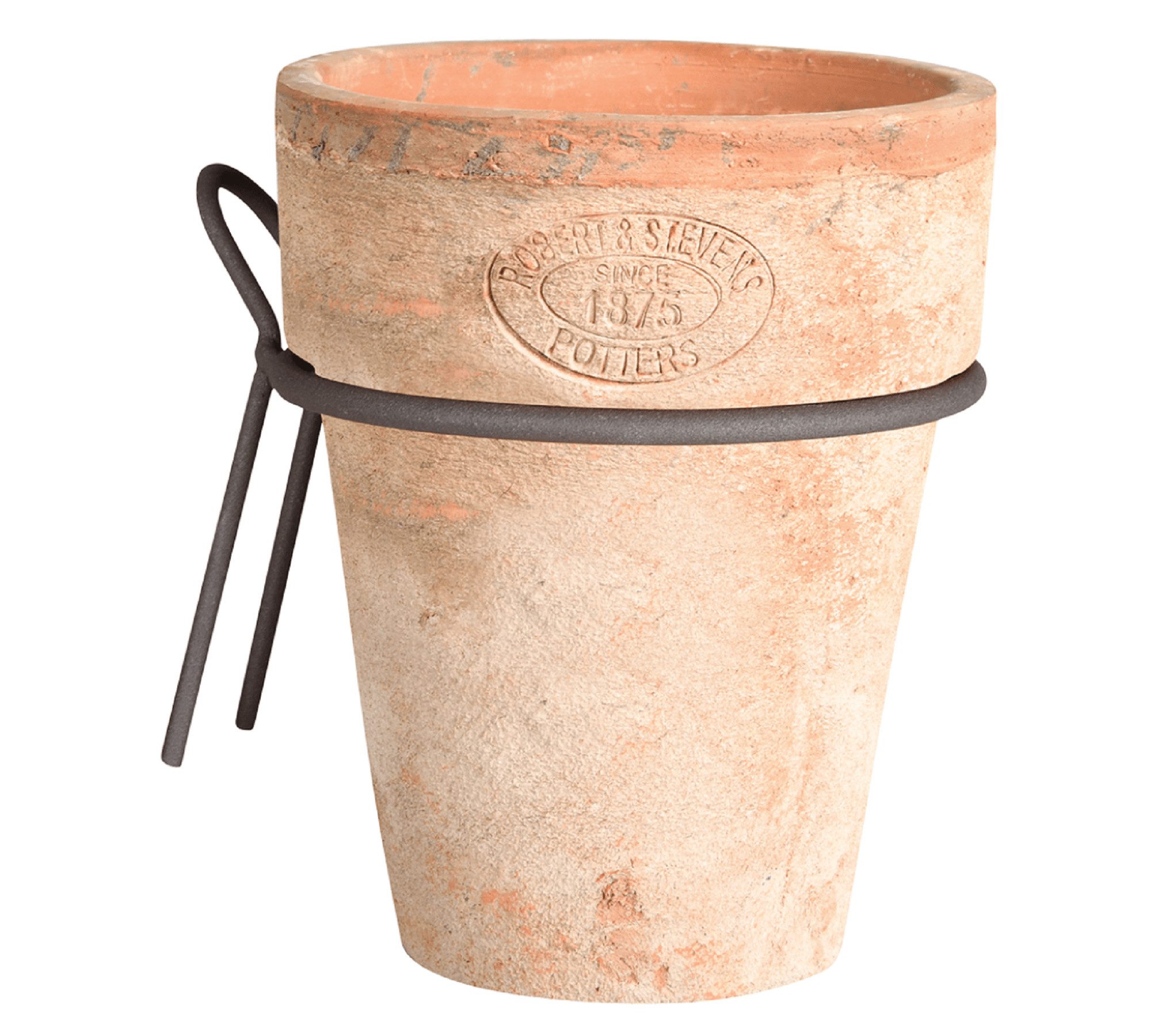 esschert design Übertopf Terracotta Ton Wand Blumen Topf Über Umtopf rund mit Metall Halterung