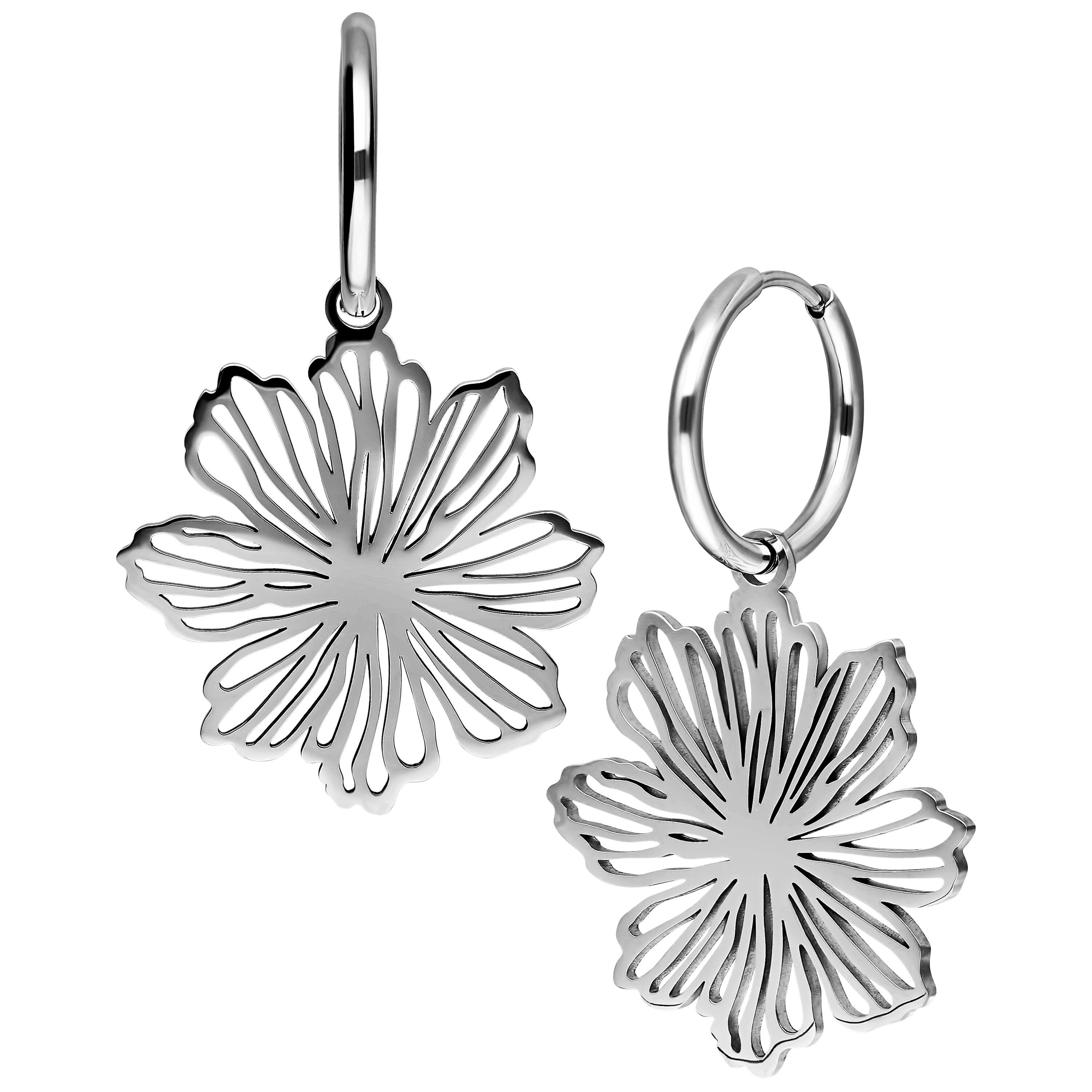 Wildcat Paar Ohrhänger Fine Flower Hoops, wasserfest, langlebig, hautverträglich