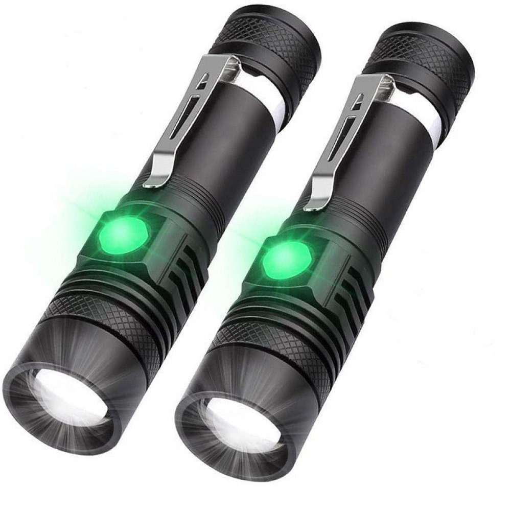 GelldG Taschenlampe LED Taschenlampe USB Aufladbar, 2 Stück Aluminium LED  Taschenlampe