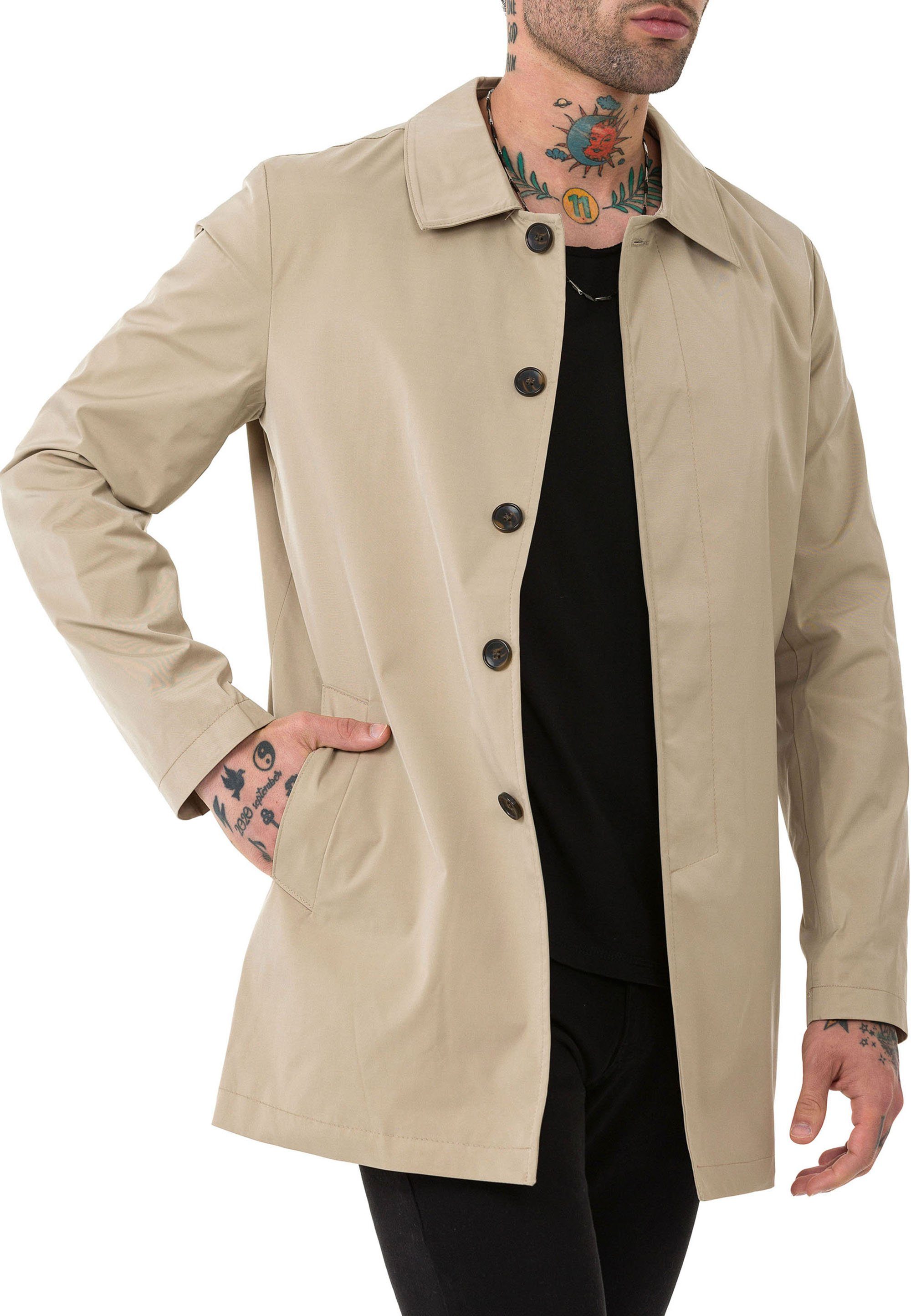 RedBridge Trenchcoat Red Bridge Herren Mantel Trenchcoat Jacke Premium Qualität Beige