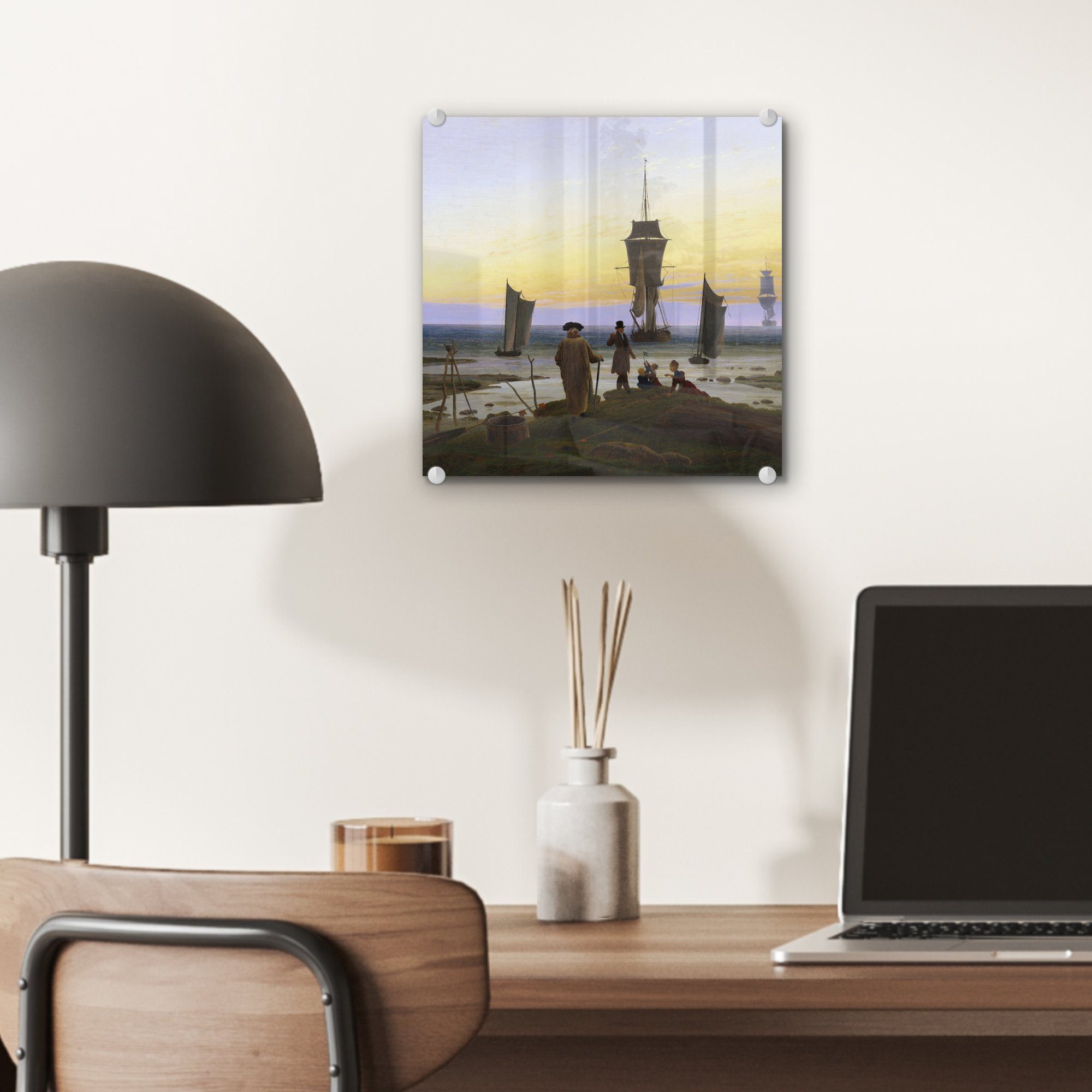 Acrylglasbild Wandbild Lebens MuchoWow - Caspar Glas - Die Foto David St), (1 Bilder Wanddekoration Glas auf - des - auf Friedrich, Glasbilder Phasen