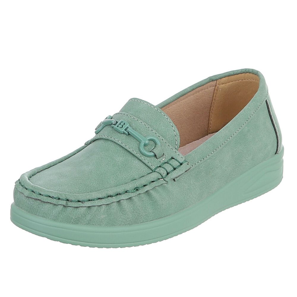 Ital-Design Damen Loafer Mokassin Slip-On mit Zierdetail Slipper (91849557) Flach Mokassins in Hellgrün