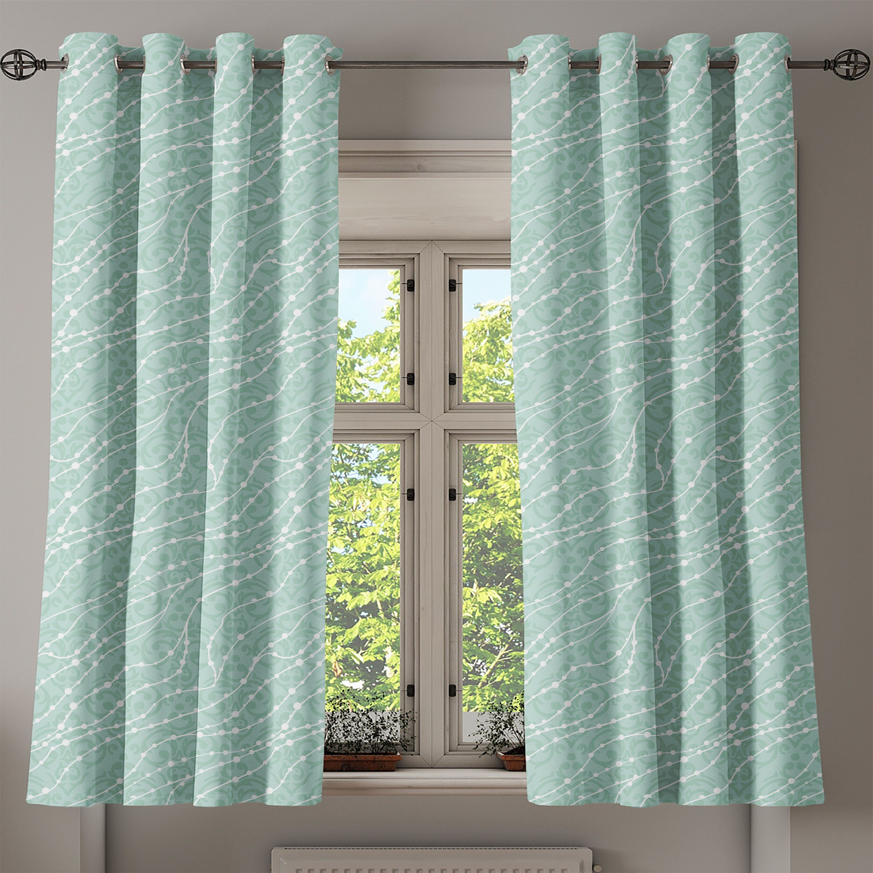 Gardine Dekorative Schlafzimmer für Abakuhaus, Wasser Wohnzimmer, Pearls 2-Panel-Fenstervorhänge Motive Abstrakte