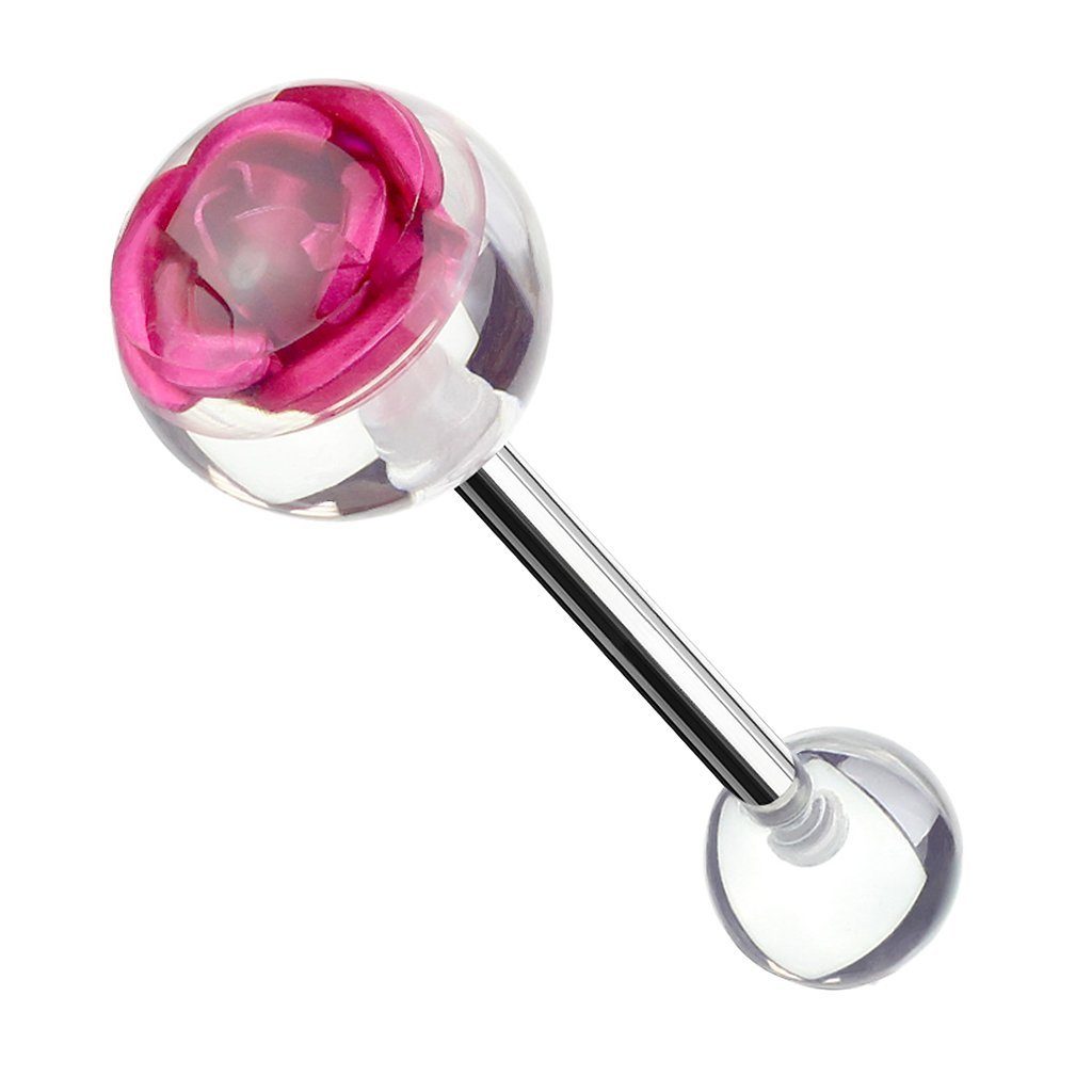 Taffstyle Piercing-Set Zungenpiercing Oral Ohr Kugel Rosen Blüte Inlay