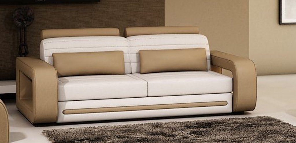 JVmoebel Sofa Weiß-schwarzes Ledersofa Couch 3 Sitzer Design Modern Neu, Made in Europe