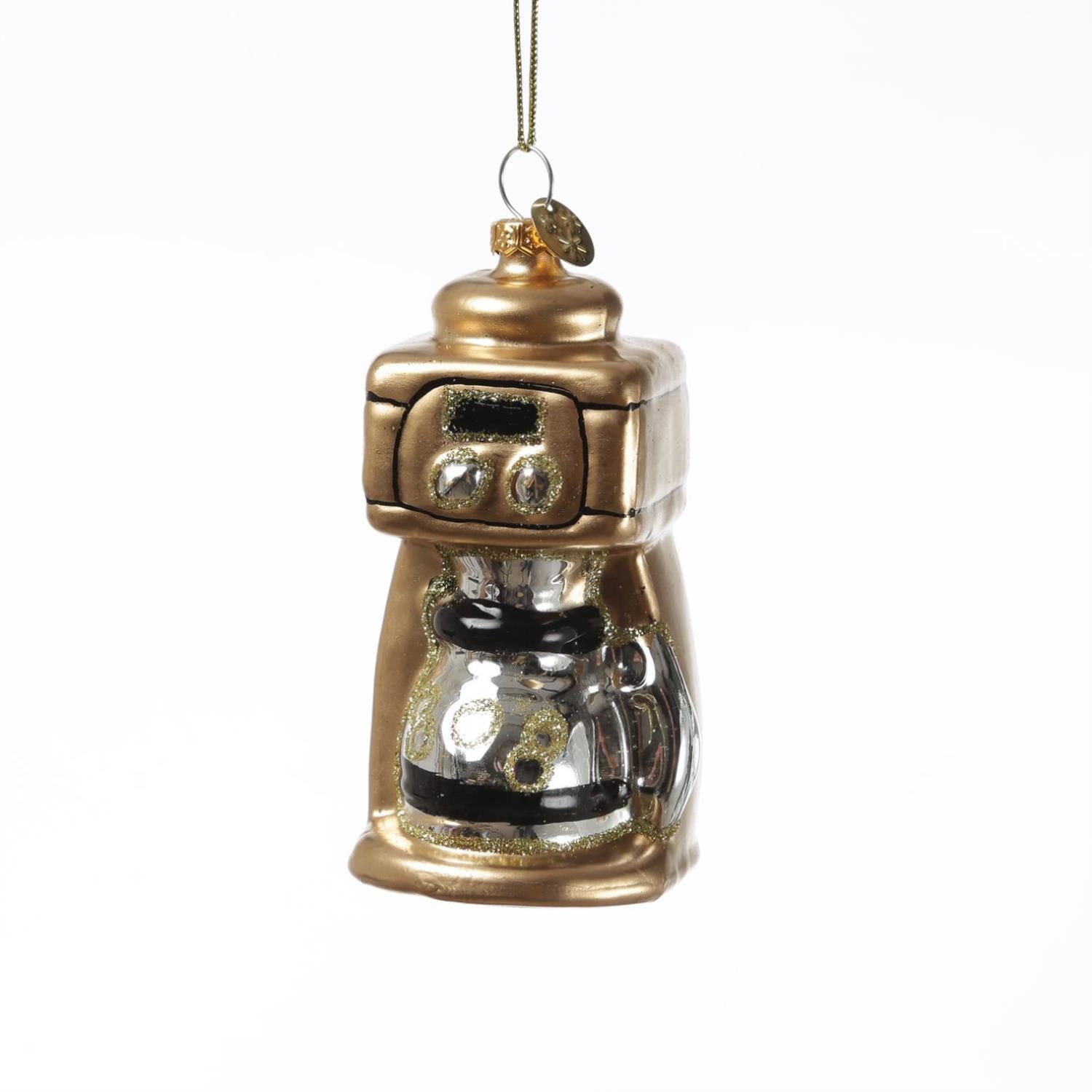 MARELIDA Christbaumschmuck Weihnachtsbaumschmuck Filterkaffee Glas Kaffeemaschine H: 9cm gold