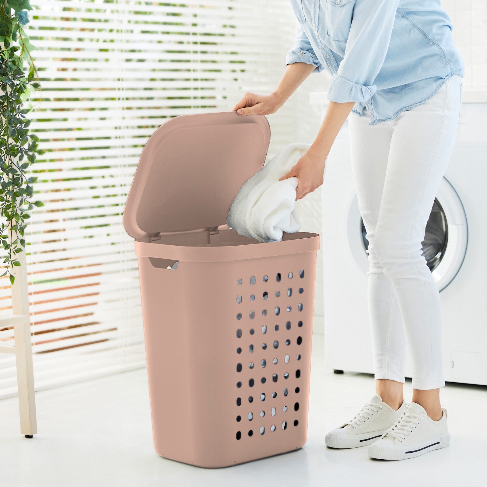 ROTHO Wäschekorb Wäschesammler 55 Liter JONA