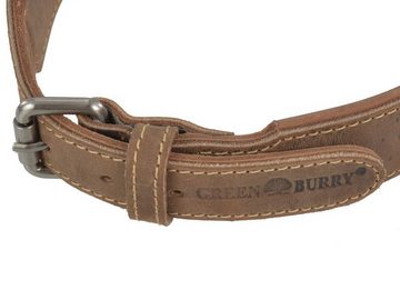 Greenburry Hunde-Halsband "Vintage" Leder antikbraun, Rindleder, Halsband Hunde, 41-48cm, doppellagig, innen umgeschlagende Kante
