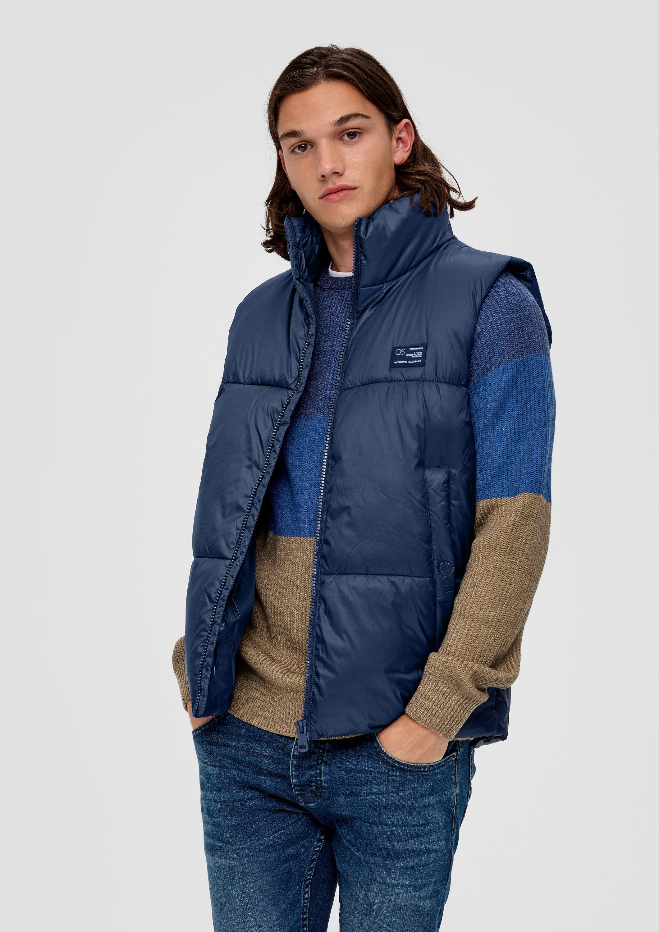 QS Outdoorjacke Outdoor-Weste Steppweste mit Label-Patch