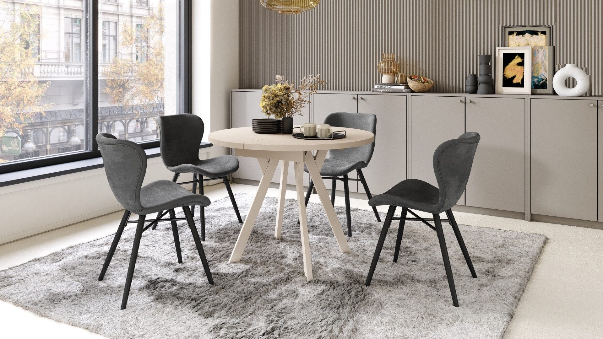 designimpex Esstisch Design Esstisch Aldo ausziehbar 90 cm bis 145 cm rund günstig online kaufen