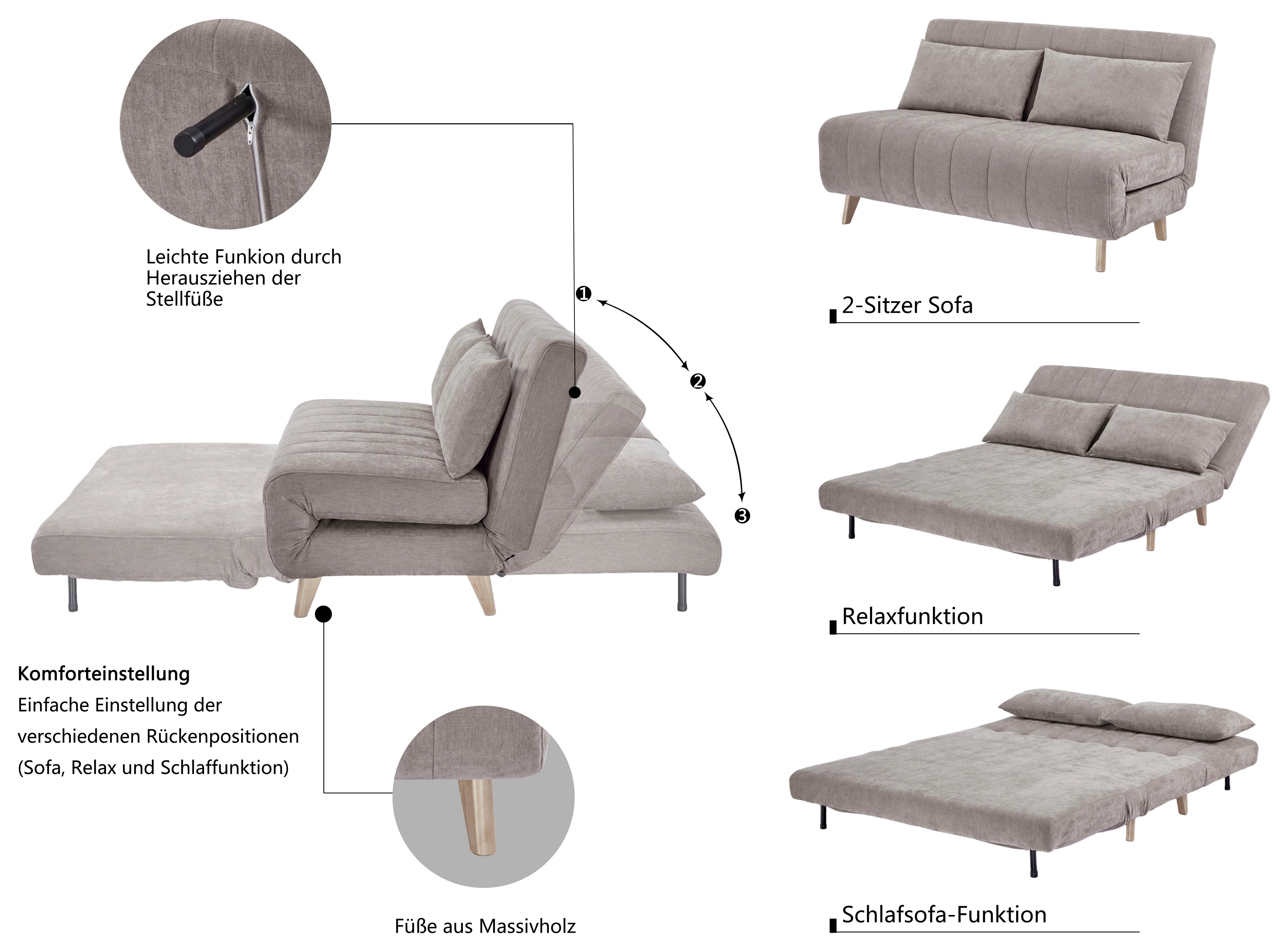 OTTO home Schlafsofa FANNSEY 140 cm -2-Sitzer, verstellbare Rückenlehne, Verstellbare Rückenlehne und Sofa mit Bettfunktion – Bild 3 von 5