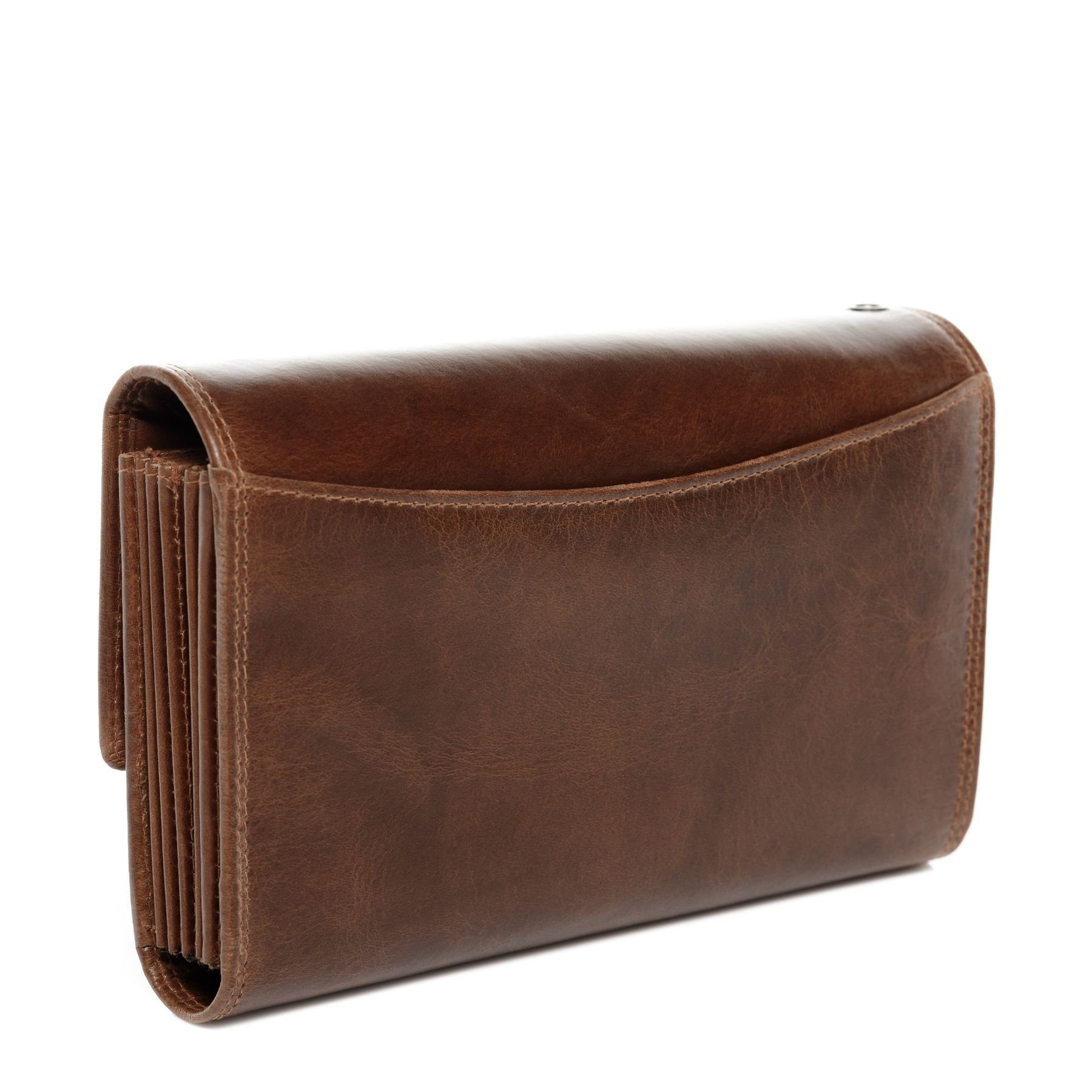 SID & VAIN Geldbörse echt Leder Kellner Geldbörse groß hell-braun LOU, Kellnerportemonnaie echt Leder Unisex, Münzbörse hellbraun