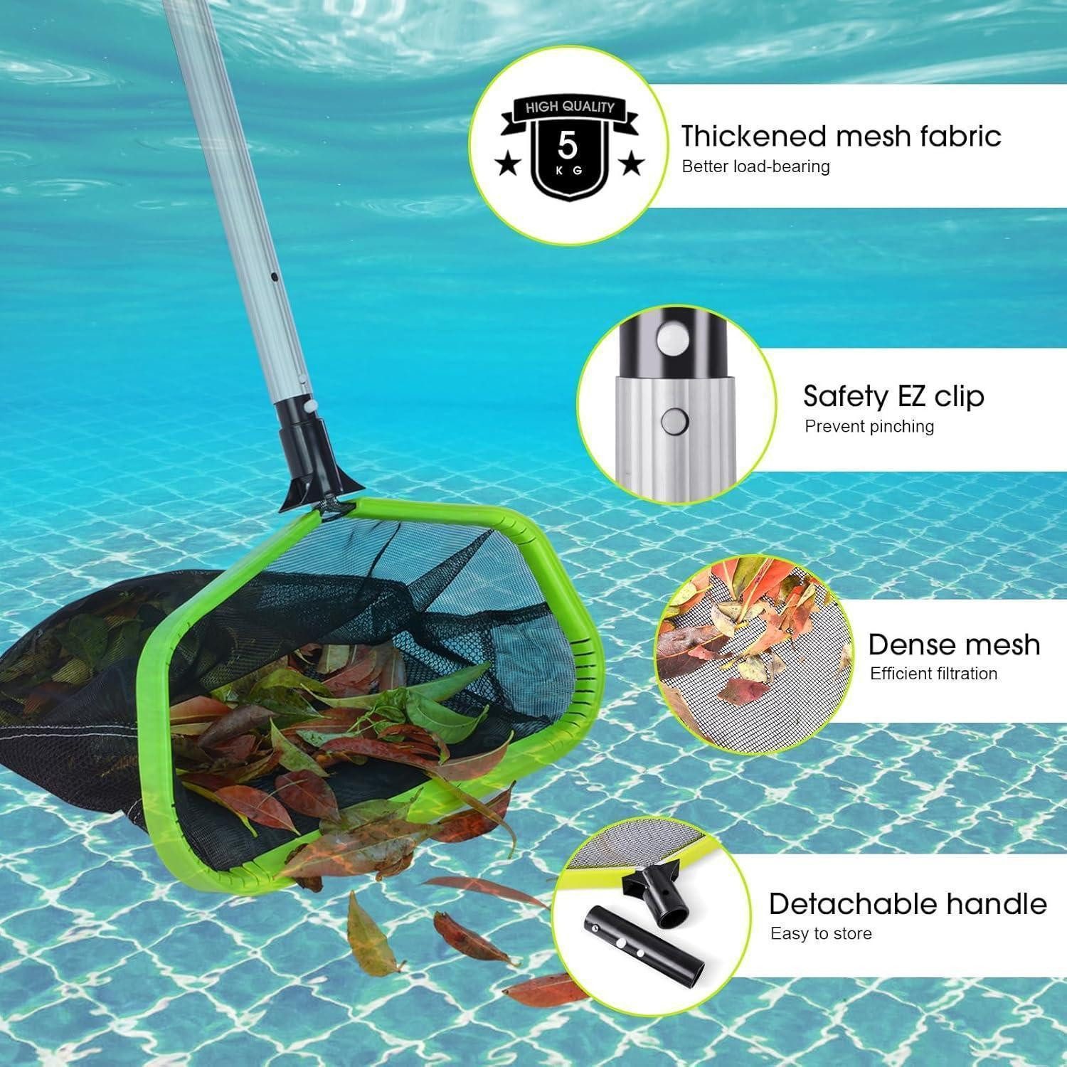 LuxusKollektion Fischentschupper Poolkescher Metall Bodenkescher doppelt tiefes Aluminiumrahmen Grün