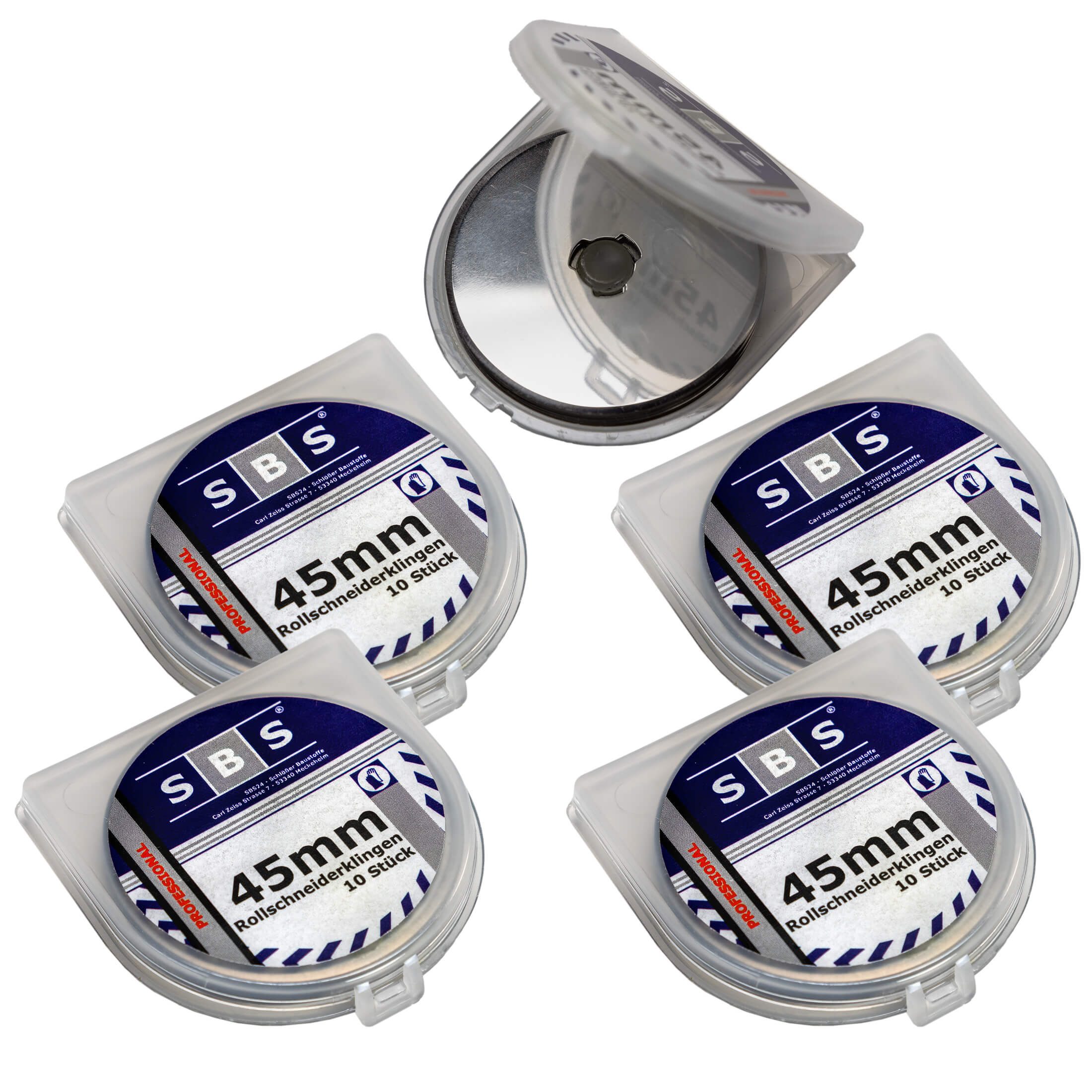 SBS Schlößer Baustoffe Cuttermesser 50 Rollschneiderklingen 45mm Rundklingen für Stoffschneider, (50-tlg), sehr scharfe Rundklinge 45mm
