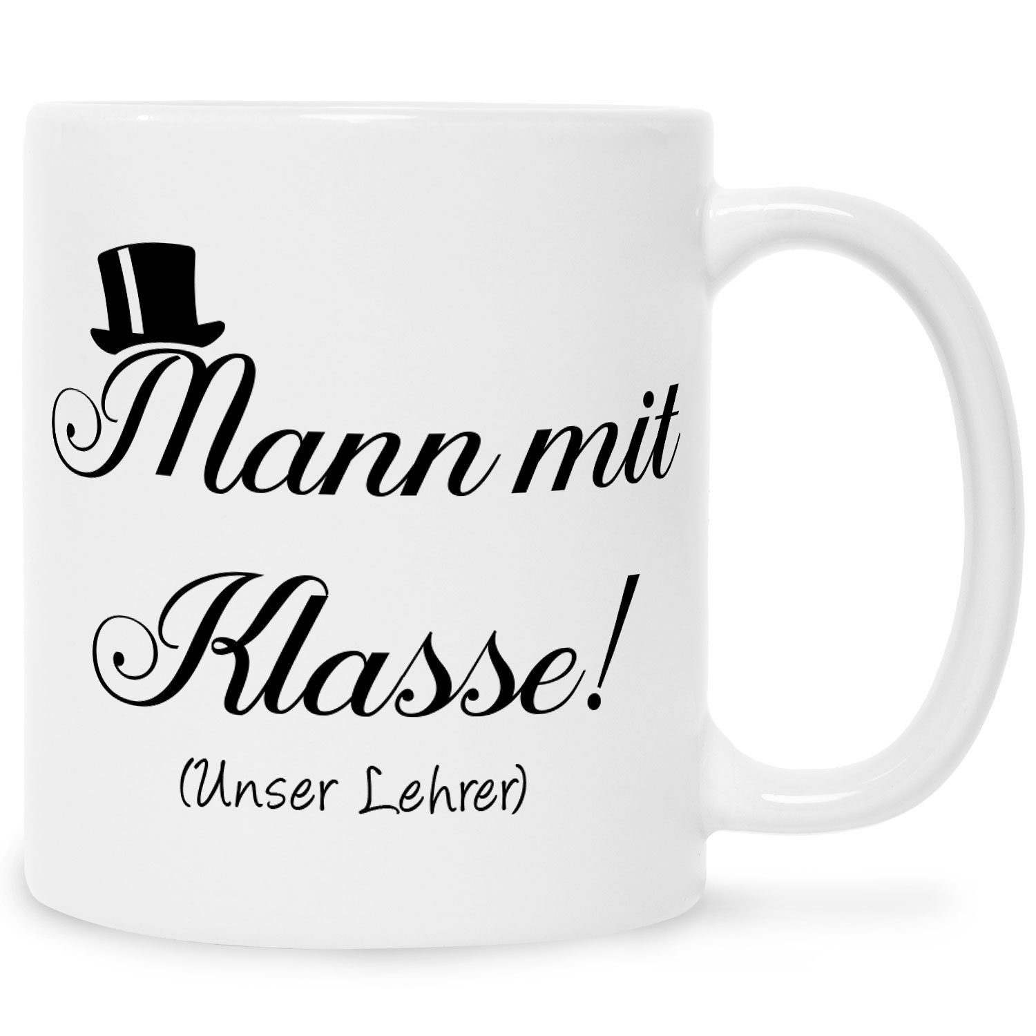GRAVURZEILE Tasse mit Spruch - Mann mit Klasse, Keramik, Farbe: Weiß