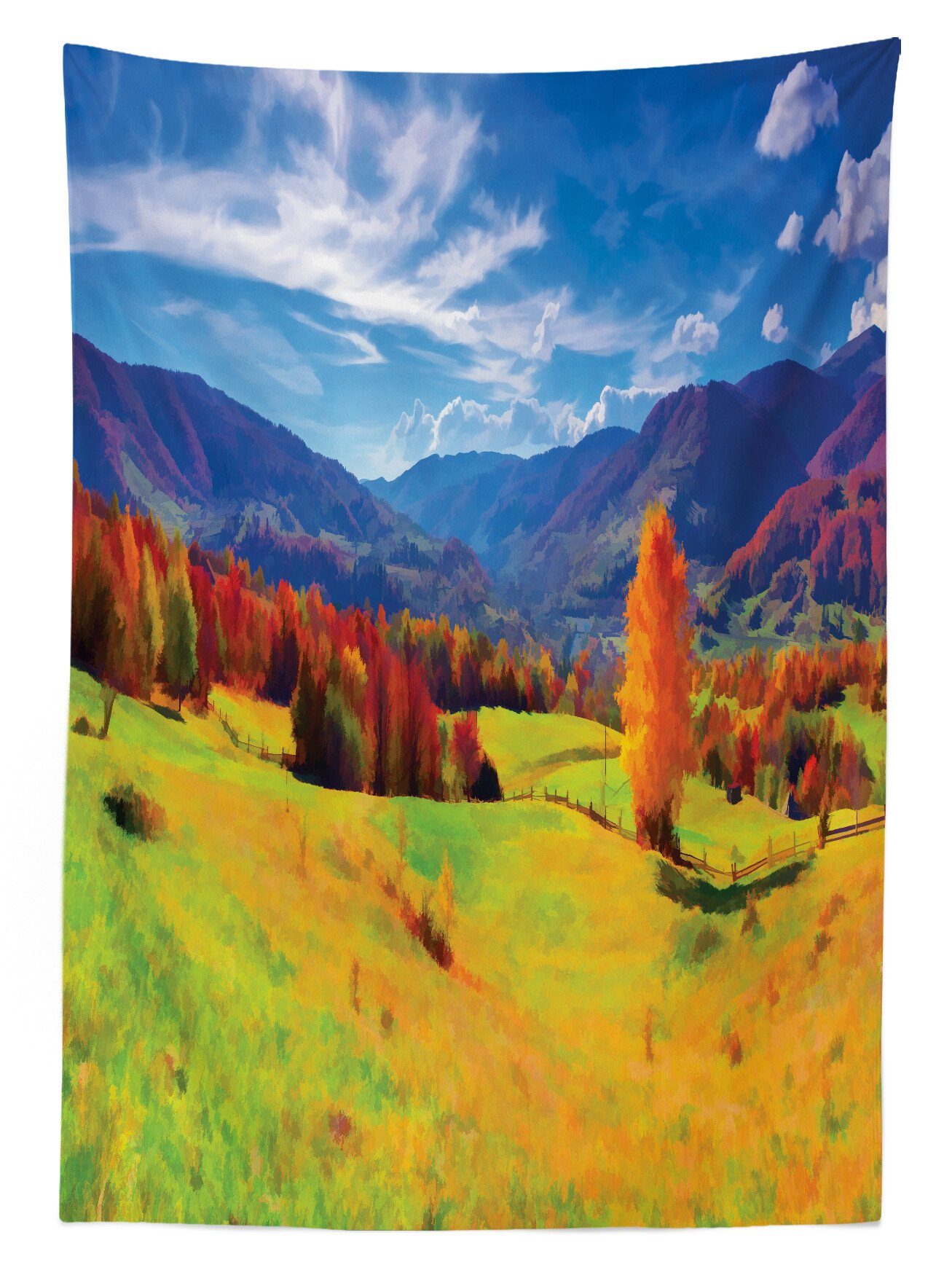 Mountain Farbfest Design Bereich Für Herbst Alpine Klare Abakuhaus Tischdecke Waschbar Farben, Außen geeignet den