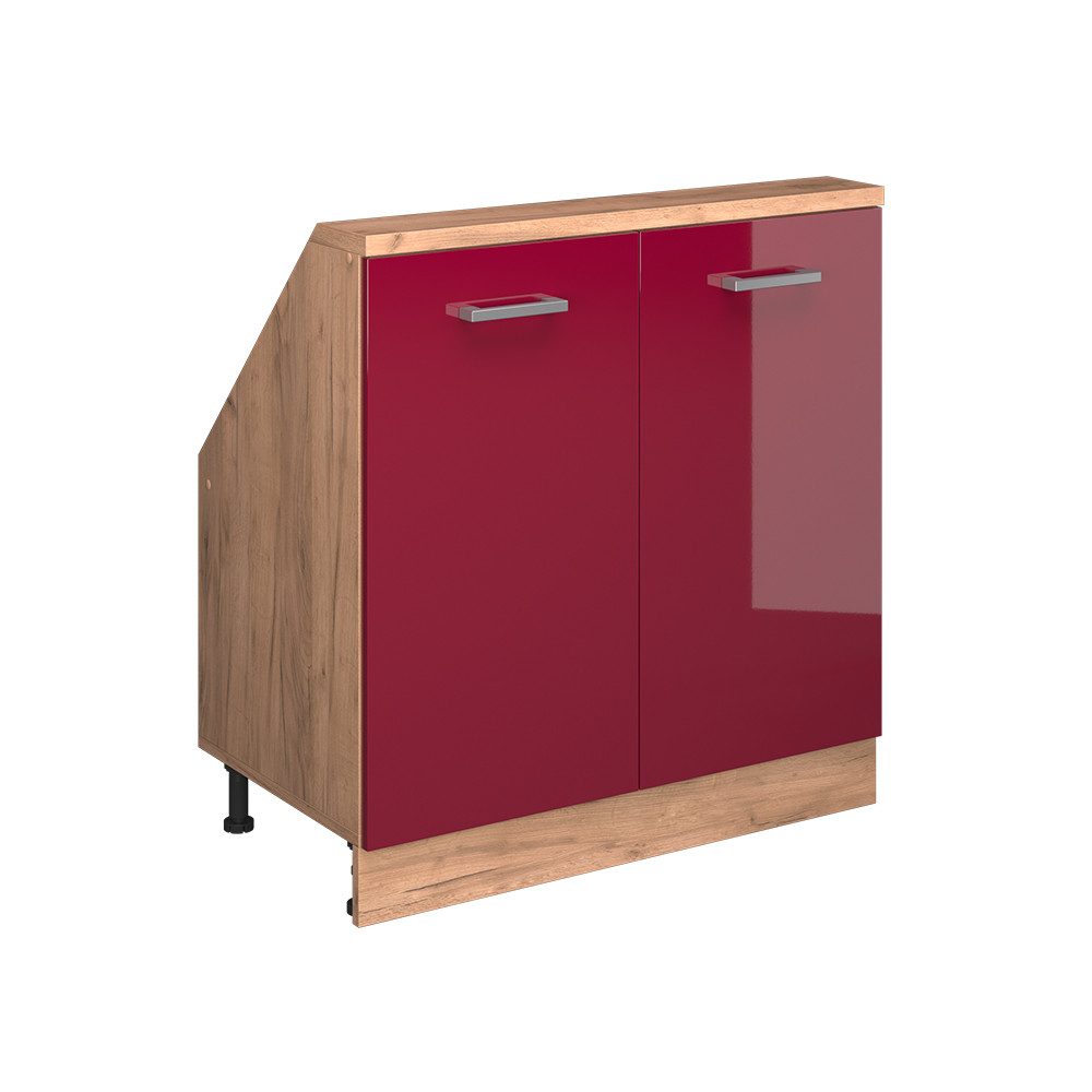 Vicco Unterschrank R-Line, Rot Hochglanz/Goldkraft Eiche, günstig online kaufen