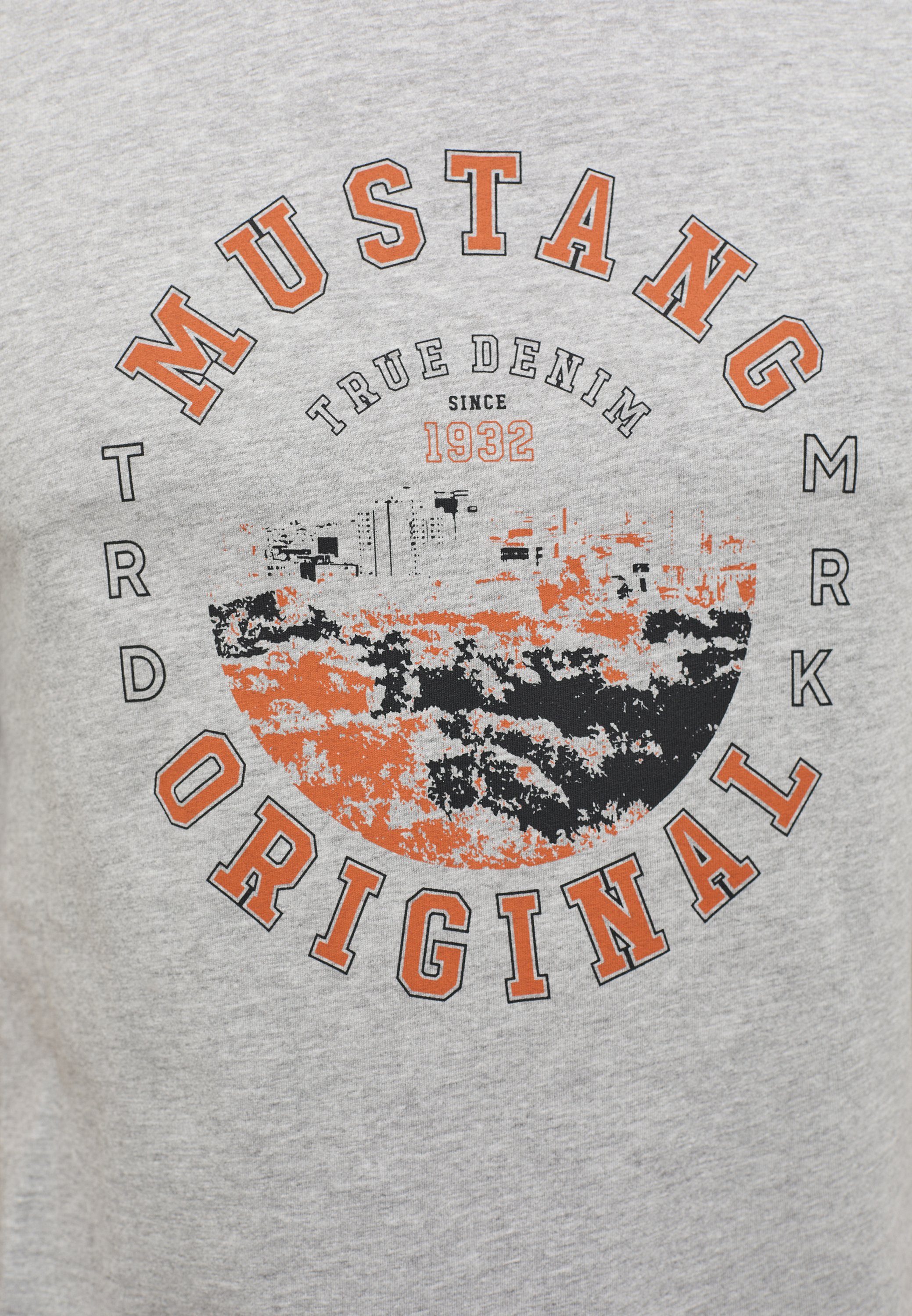 Mustang meliert T-Shirt C Print MUSTANG grau Aidan Style