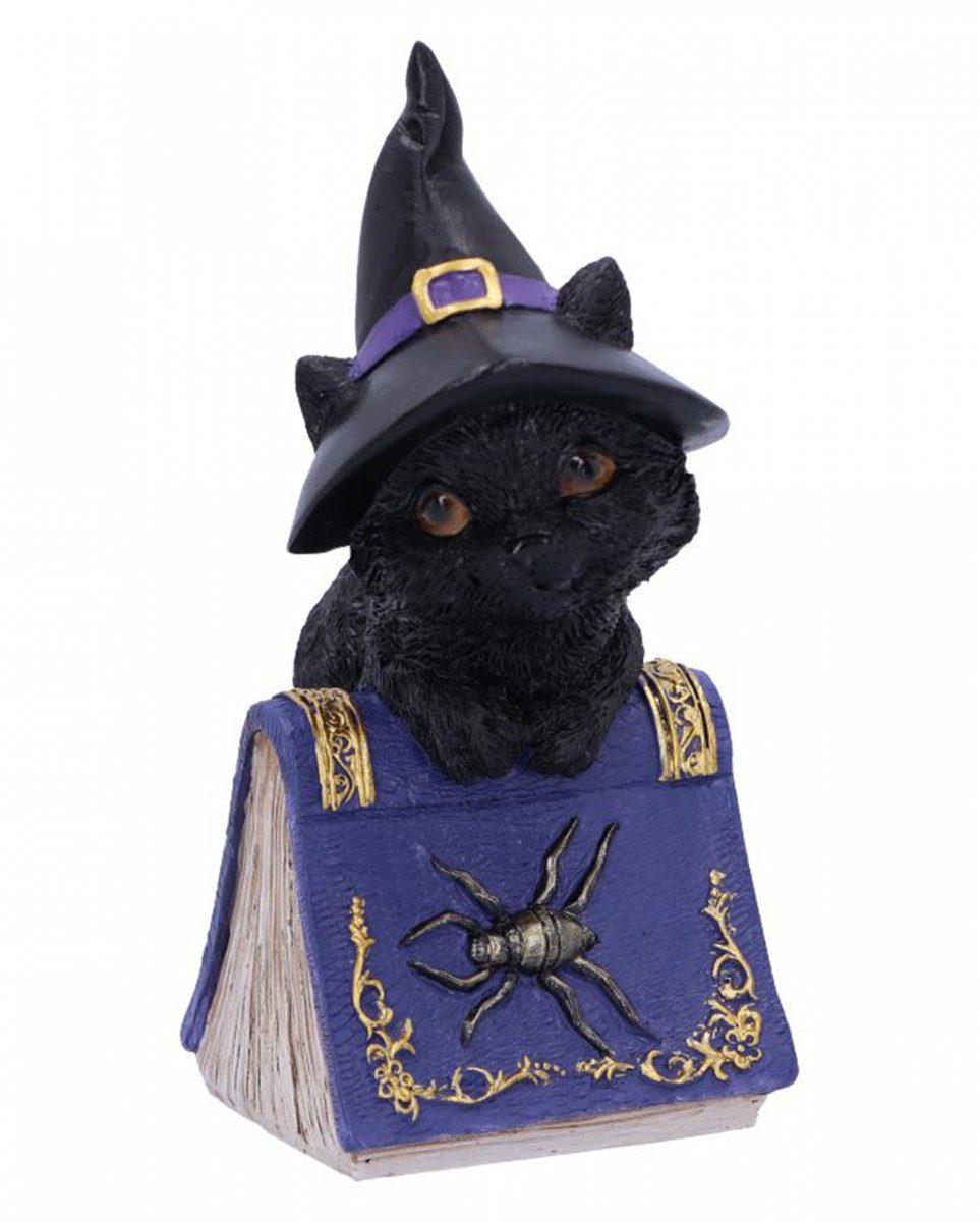 Horror-Shop Merchandise-Figur Schwarzes Kätzchen mit Hexenhut & Zauberbuch 12,7c