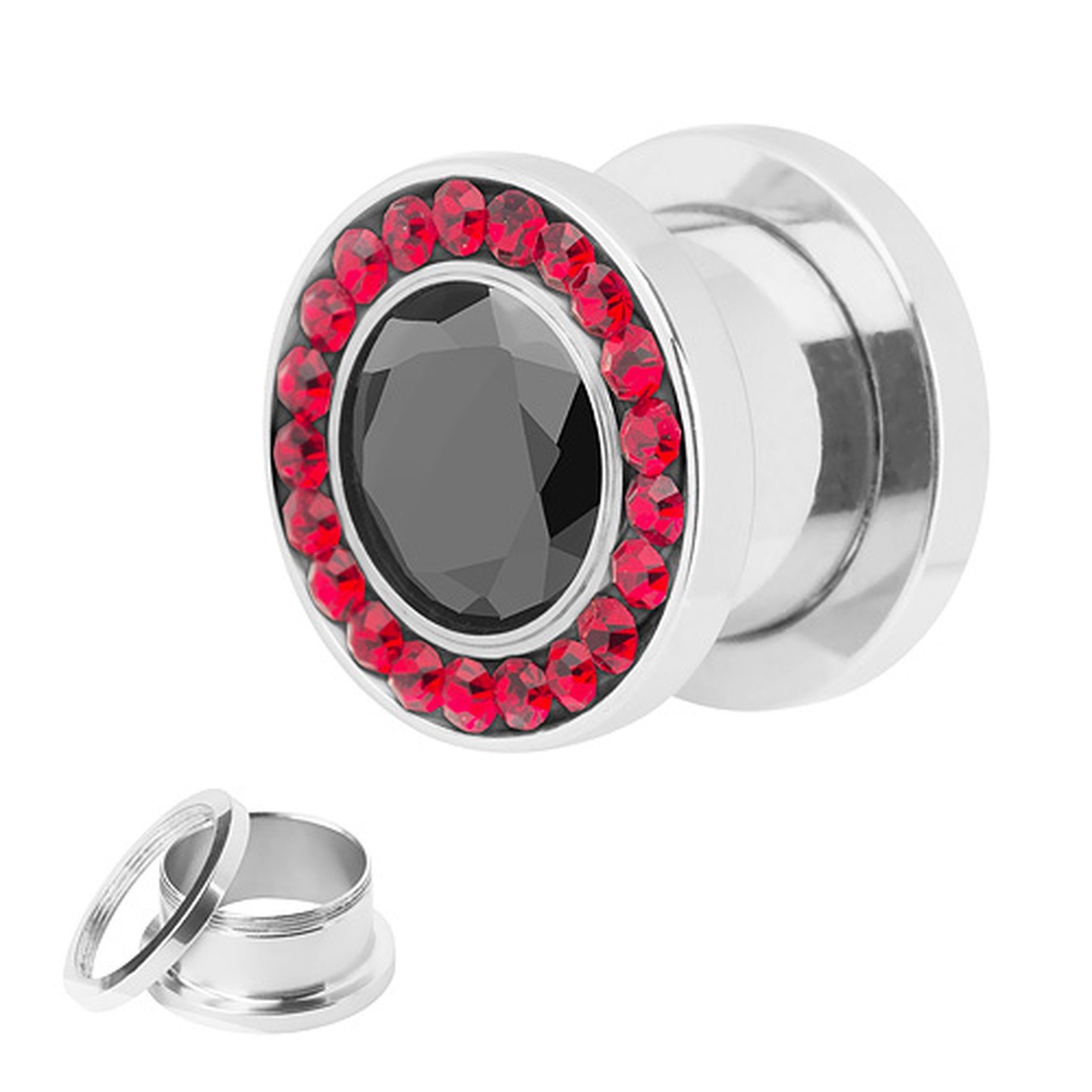 Flesh Piercing Plug Plug Taffstyle / Zirkonia Edelstahl Kristall, Rot Tunnel Plug Zirkonia Schraub Schwarz Piercing Ohrpiercing Ohr Schraub Multi