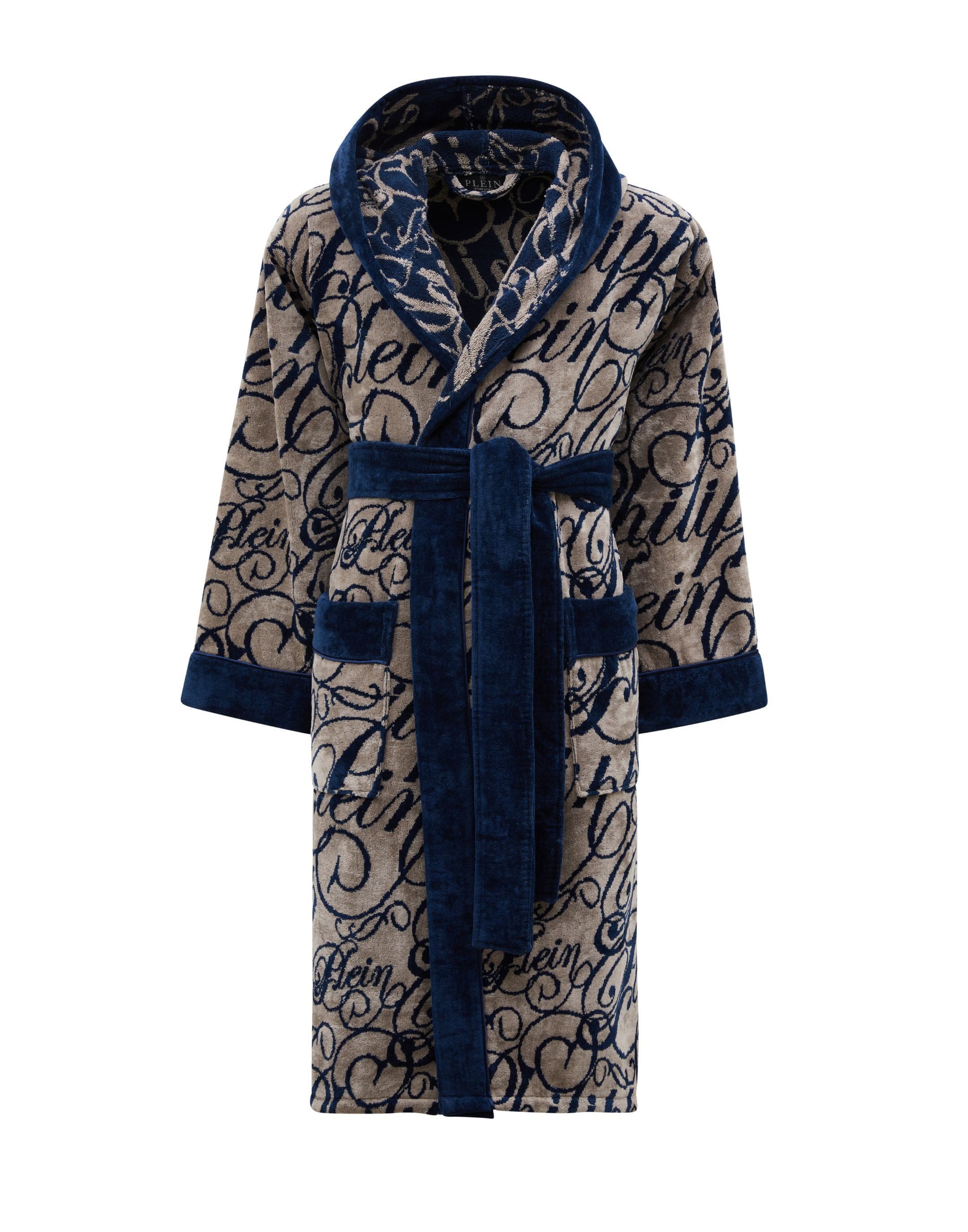 PHILIPP PLEIN Bademantel Hooded Bathrobe Signature