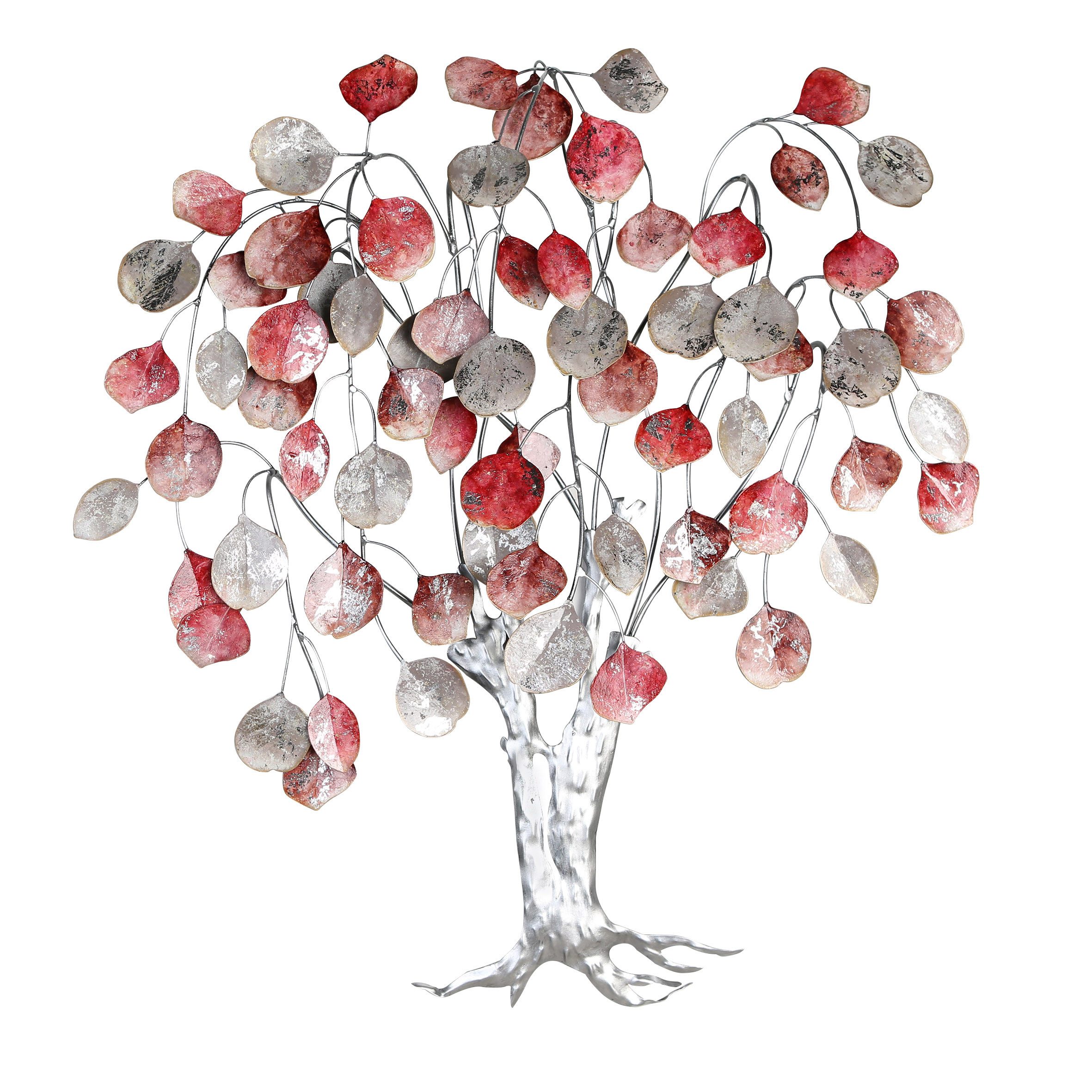 GILDE Wanddekoobjekt LOVE TREE Wanddekoration - grau, silber - Metall - H. 80cm - Deko (1 Stück), Baum Wandbild - Wanddeko Natur Wandbilder für Ihr Zuhause