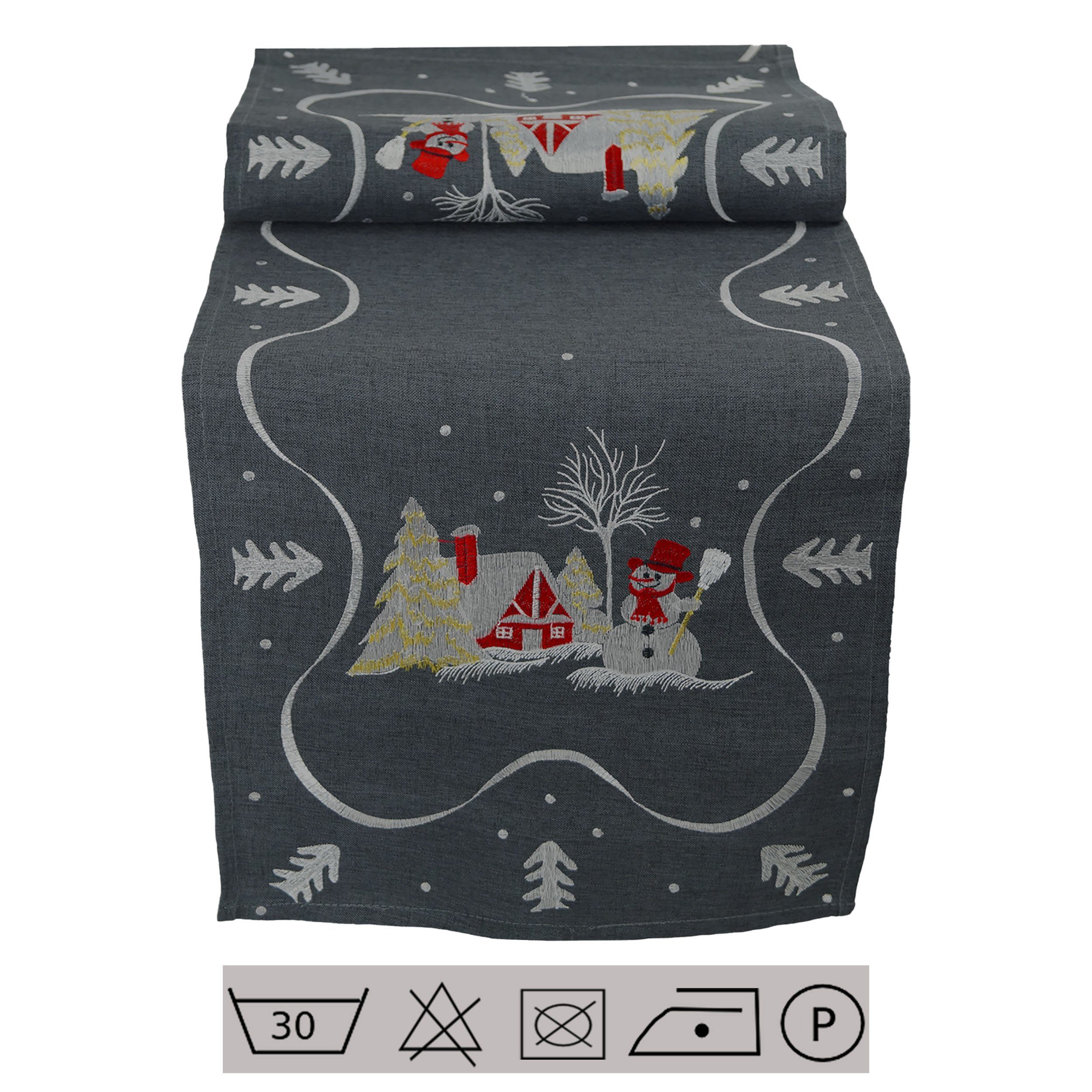 Haus und Deko Tischdecke Weihnachten Tischläufer 35 x 170 cm Tischdecke mit Stickerei Weihnacht (1-tlg)