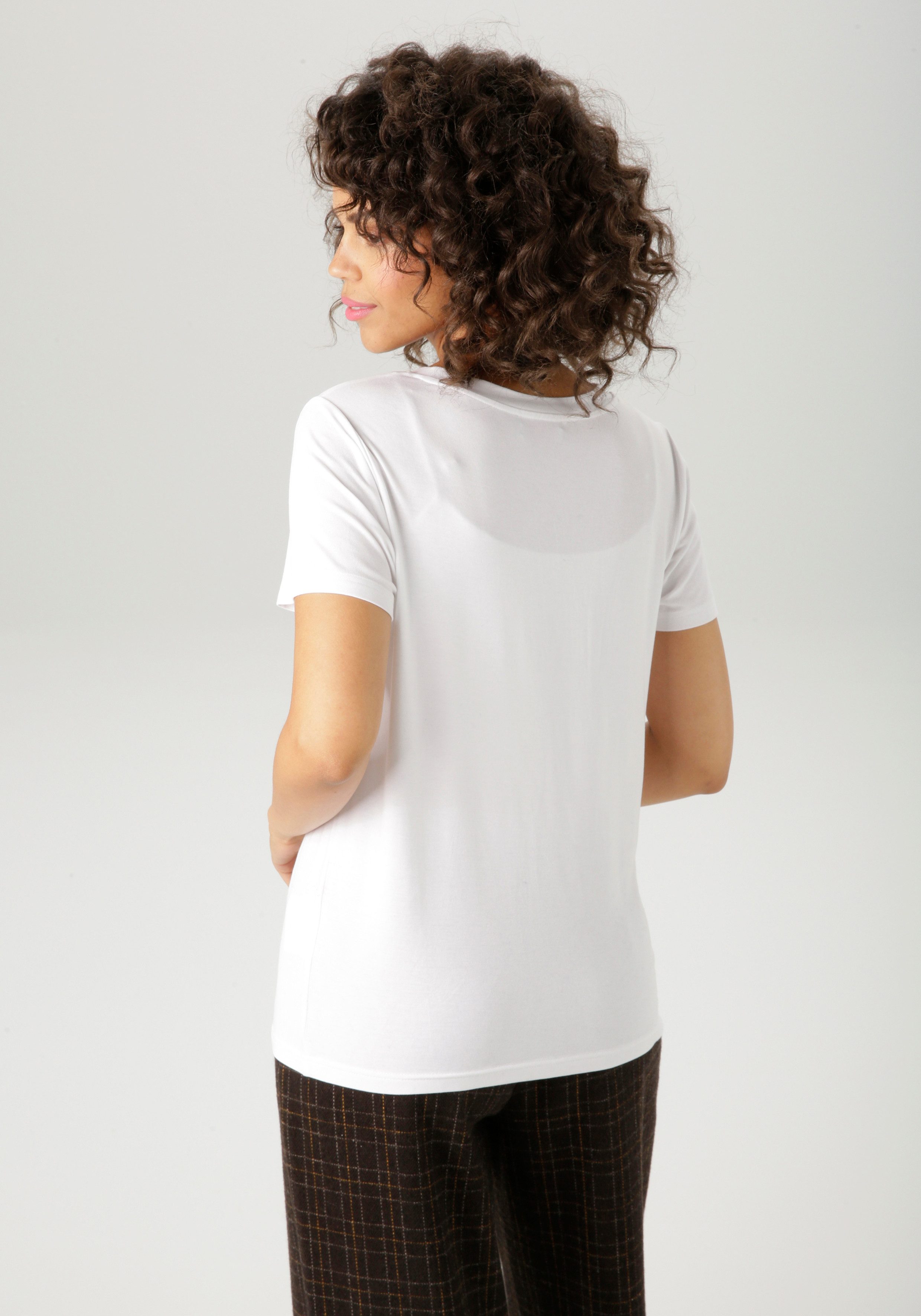 Aniston CASUAL T-Shirt mit Herz, Leo-Druck und Statement-Schriftzügen günstig online kaufen