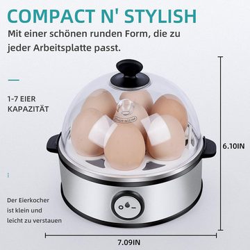 HOUROC Eierkocher Eierkocher,Elektrischer Eierkocher,Kleiner dampfgarer, Anzahl Eier: 7 St., 360,00 W, mit Abschaltautomatik,Überhitzungsschutz, BPA-frei