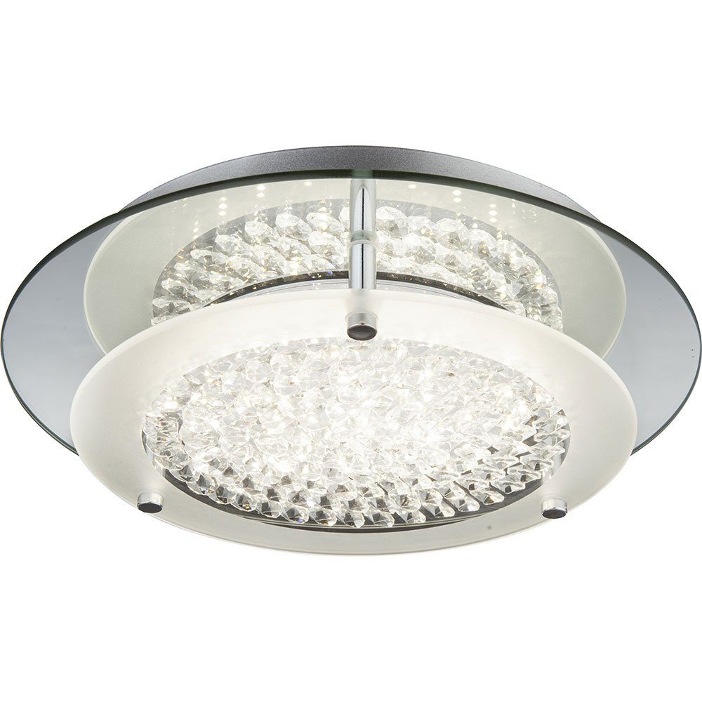 verbaut, Neutralweiß, FROO fest LED I Chrom 12W Leuchte Deckenleuchte, Globo Lampe 49299-12 LED-Leuchtmittel Glas LED Decken Globo