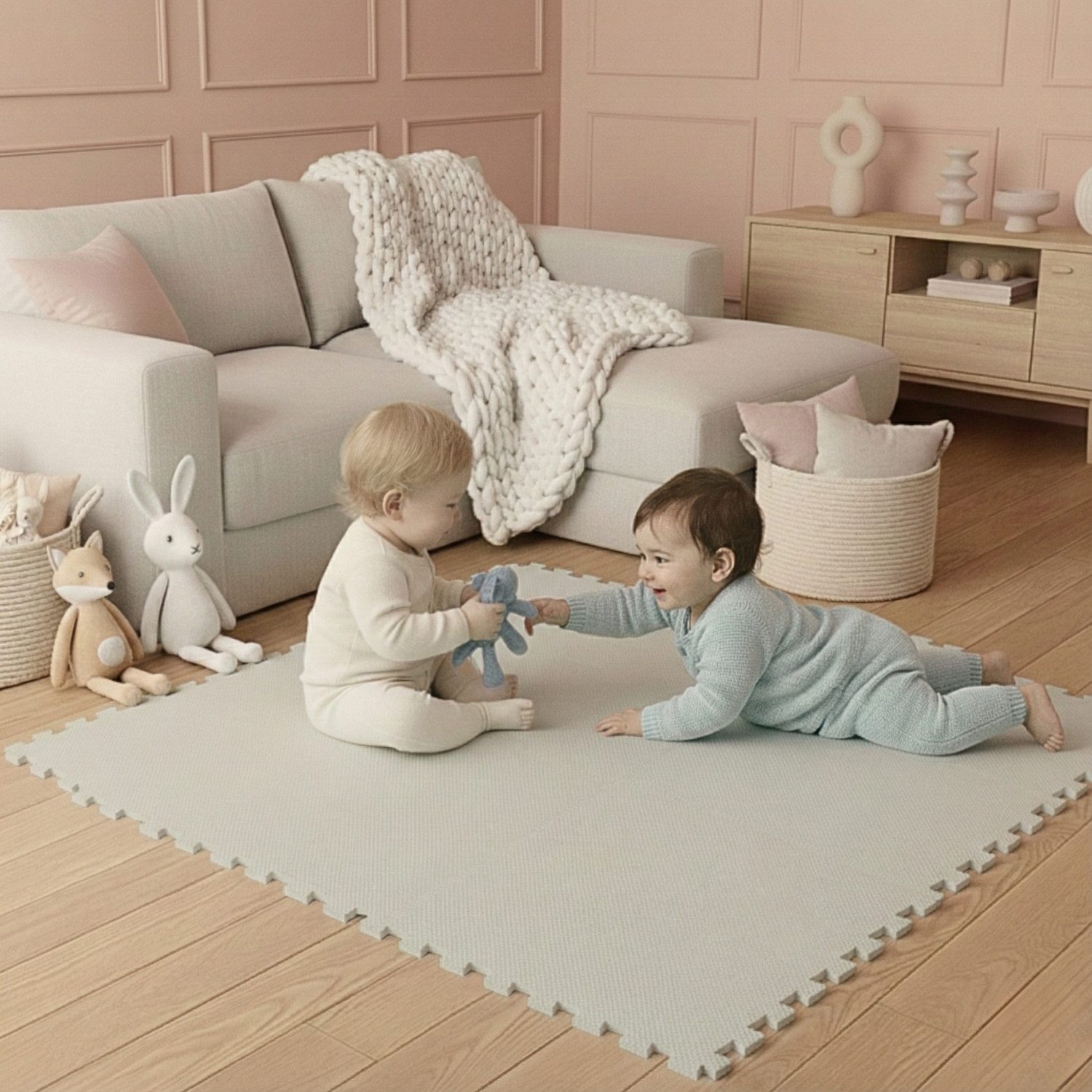 LittleTom Puzzlematte ab dem 1. Tag - 9 Teile Baby Spielmatte - 30 x 30 Kinder Krabbelmatte, (9-tlg), Spielunterlage für Babys und Kleinkinder - Kinderzimmer Puzzleteppich