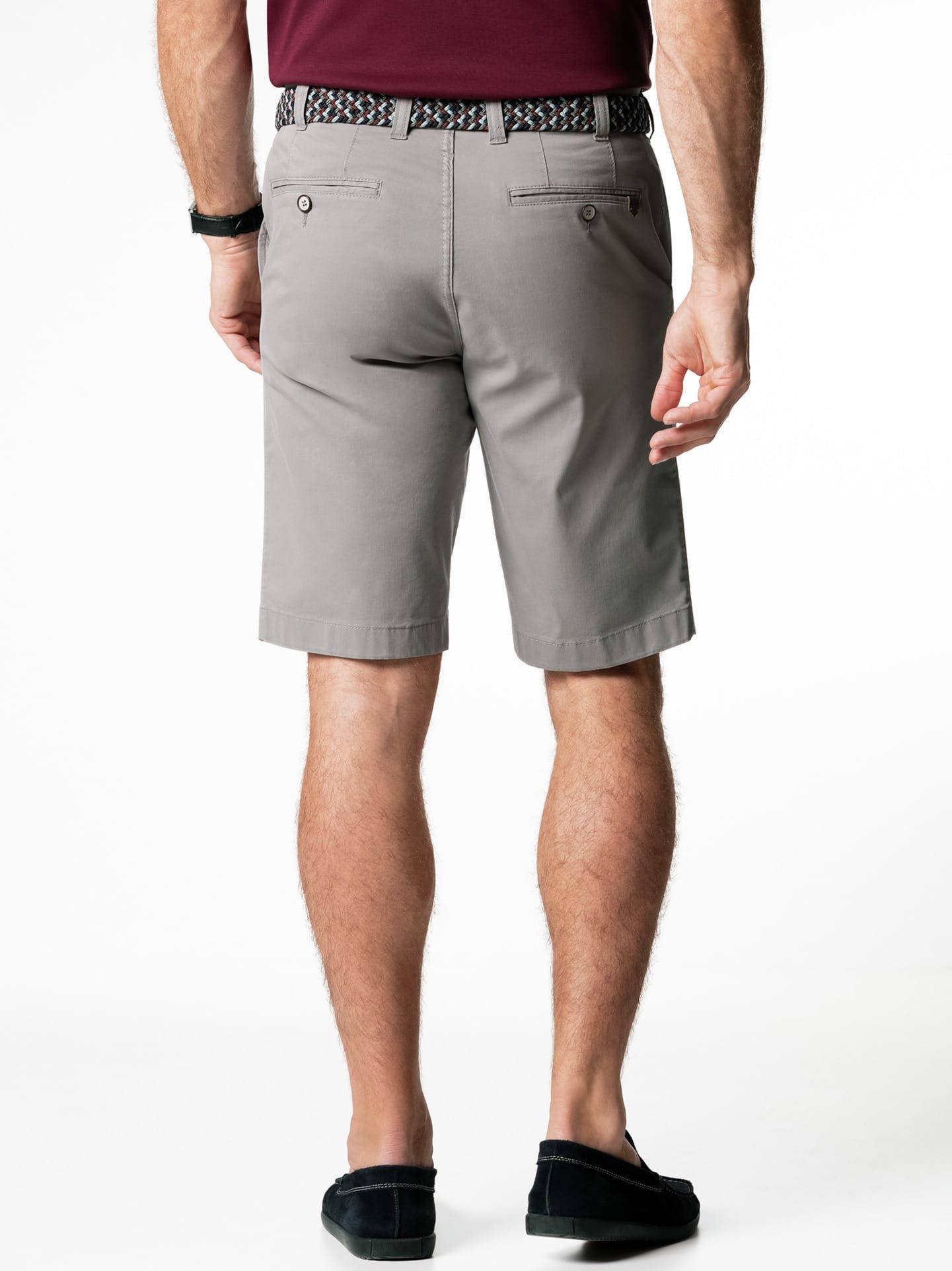 Walbusch Bermudas Herren Stretchbund Bermudas Regular Fit bügelfrei mit Flechtgürtel Comfort-Bund (ca. 6 cm Dehnreserve), Hemdenstopper, Sicherheitstasche
