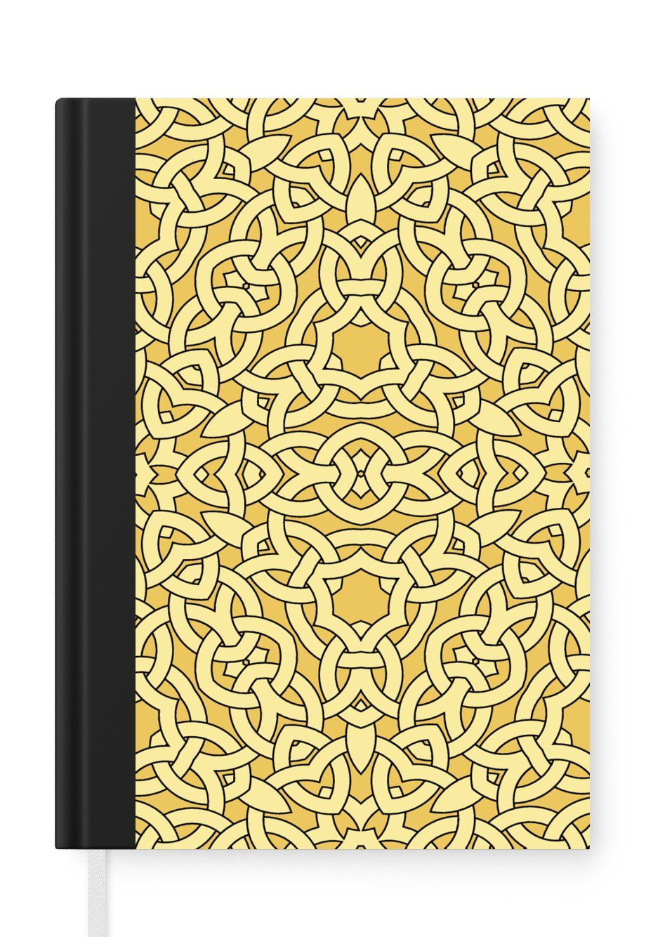 MuchoWow Notizbuch Antik - Gold - Gotisch - Muster, Journal, Merkzettel, Tagebuch, Notizheft, A5, 98 Seiten, Haushaltsbuch