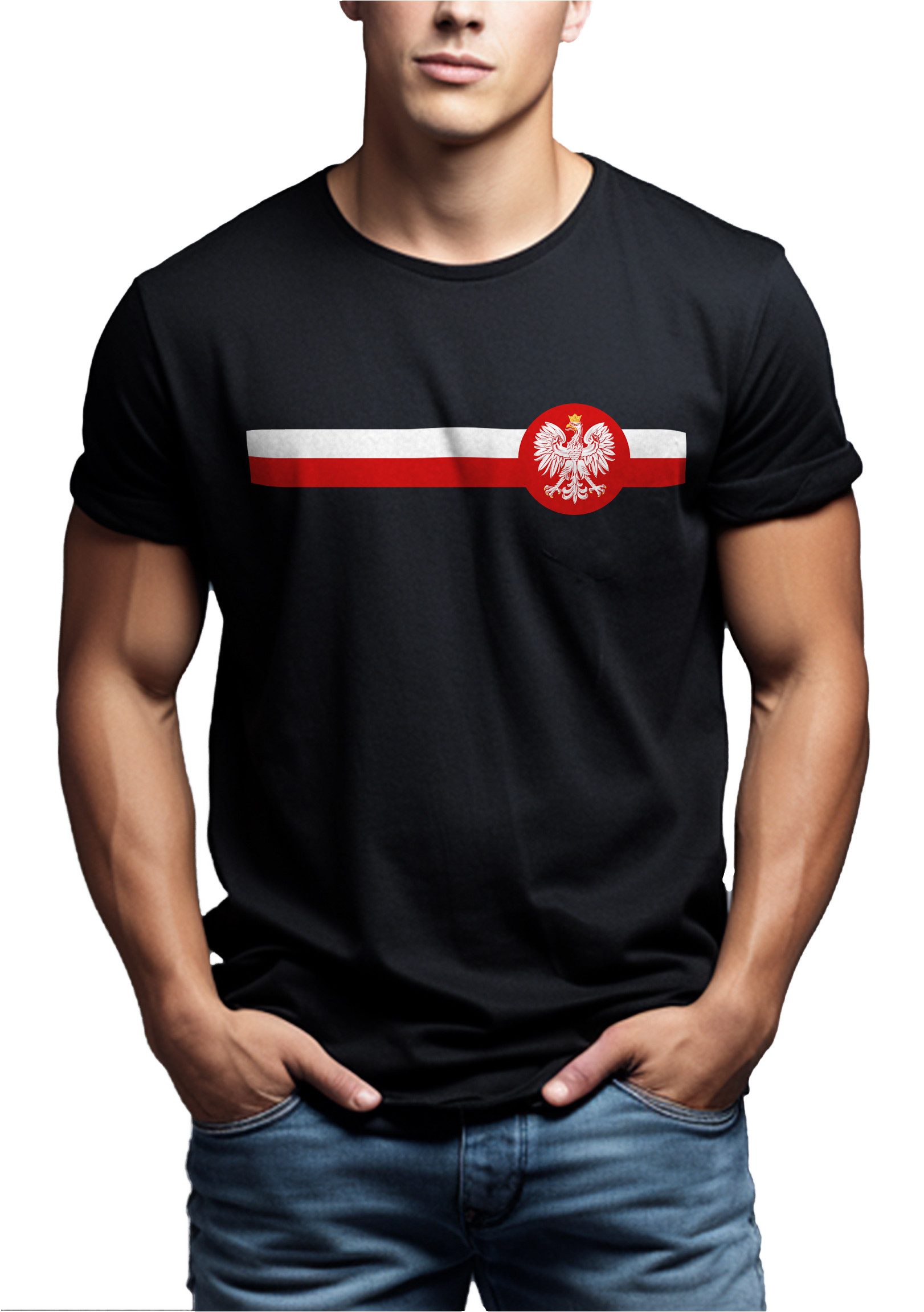 MAKAYA Print-Shirt Polnische Flagge Herren Polen günstig online kaufen