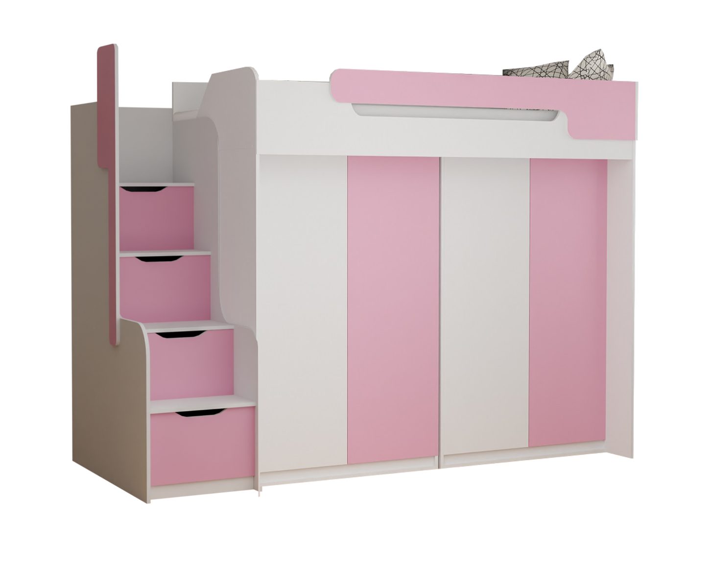 Möbel-Zeit Hochbett Hochbett DORIAN mit 2 Schränken