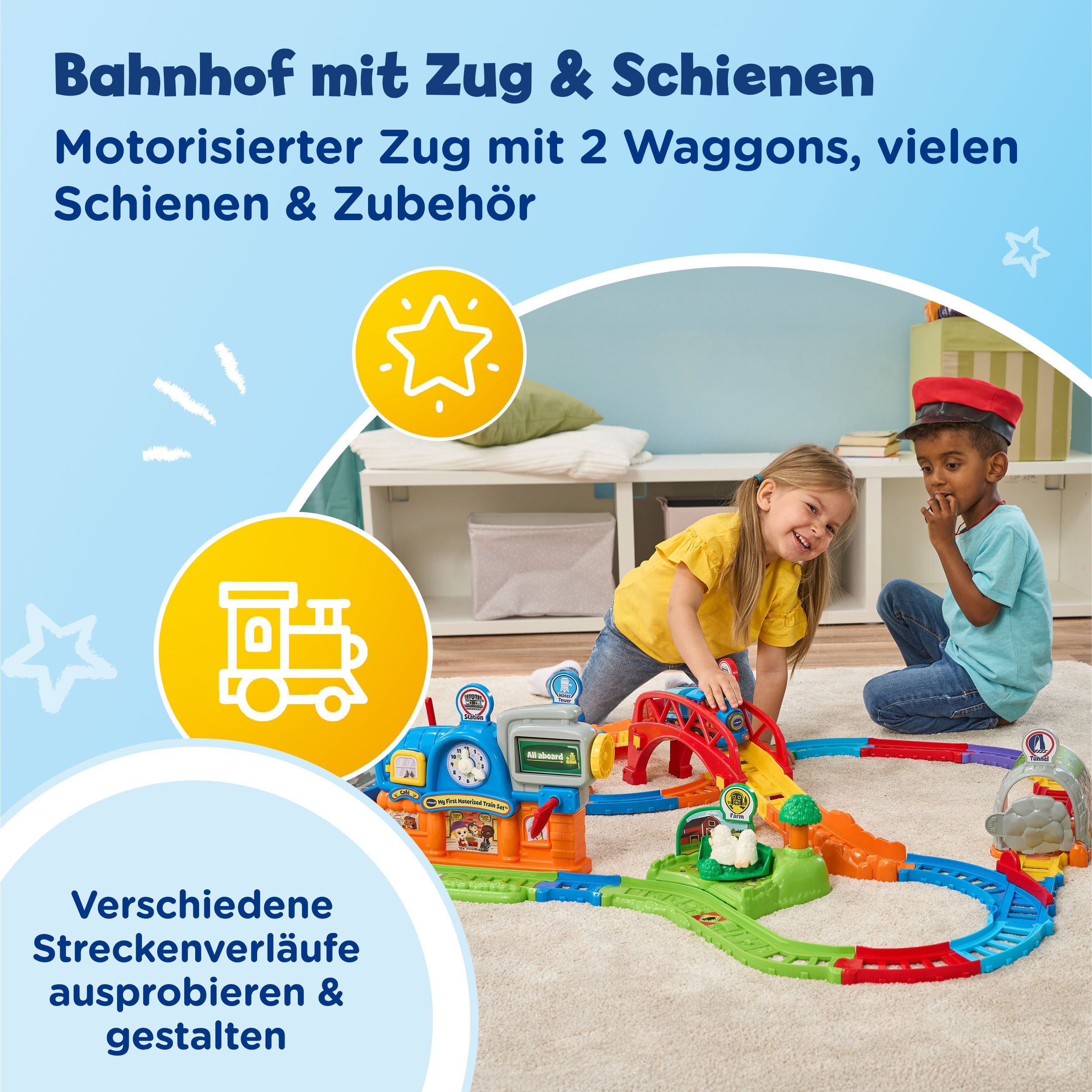 Vtech® Spielwelt Tut Tut Baby Flitzer - Bunter Bahnhof, mit Licht und Sound