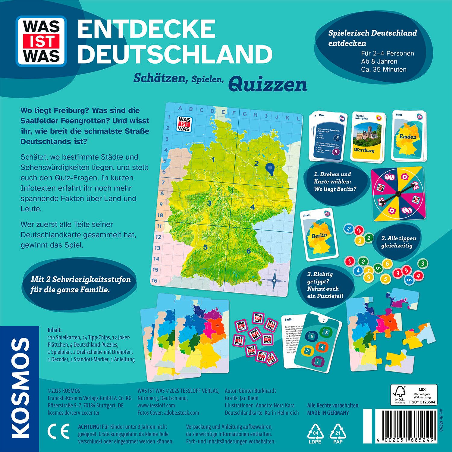 Kosmos Spiel WAS IST WAS Entdecke Deutschland, Familienspiel, Made in Germany