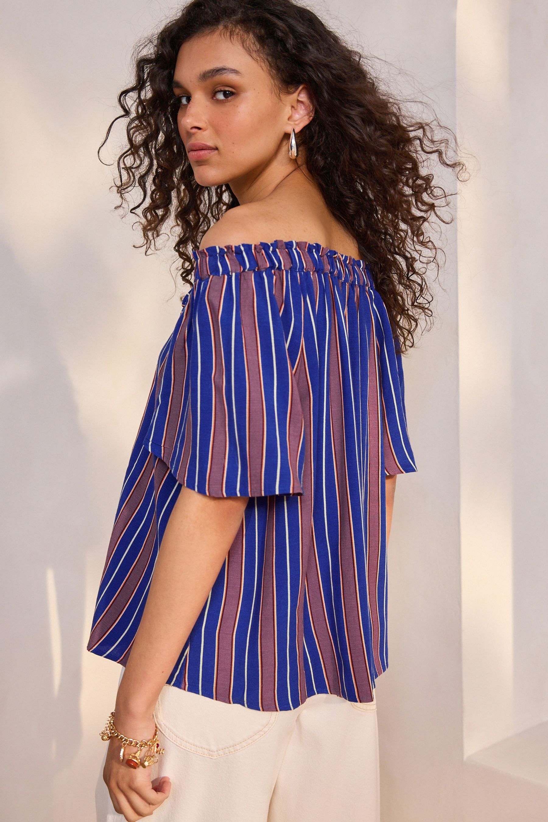 Next Blusenshirt Kurzärmliges Bardot-Oberteil mit Neckholder günstig online kaufen