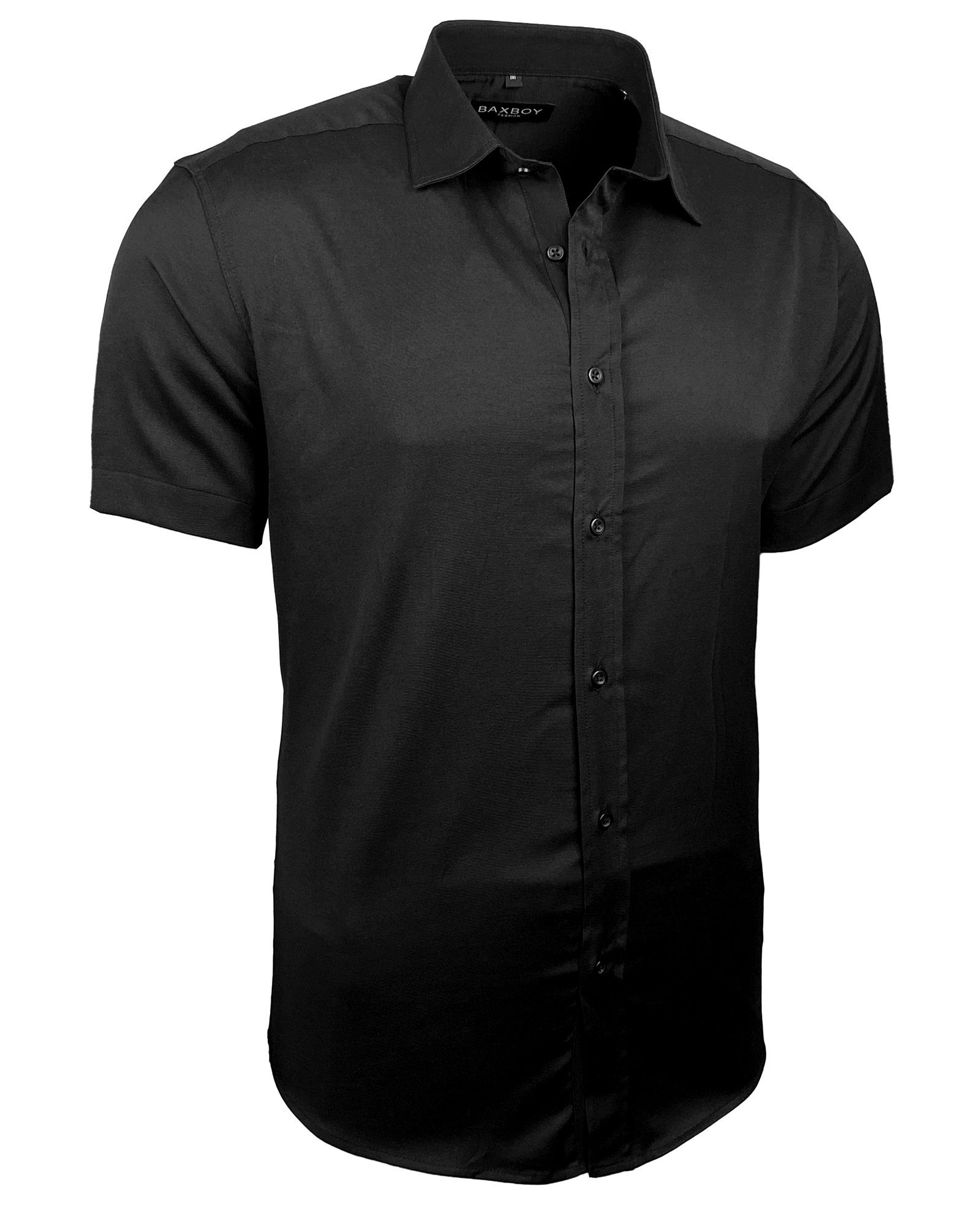 Baxboy Langarmhemd Kurzarmhemd Herren Hemd Bügelleichtes Slim Fit Kentkragen Uni B-455