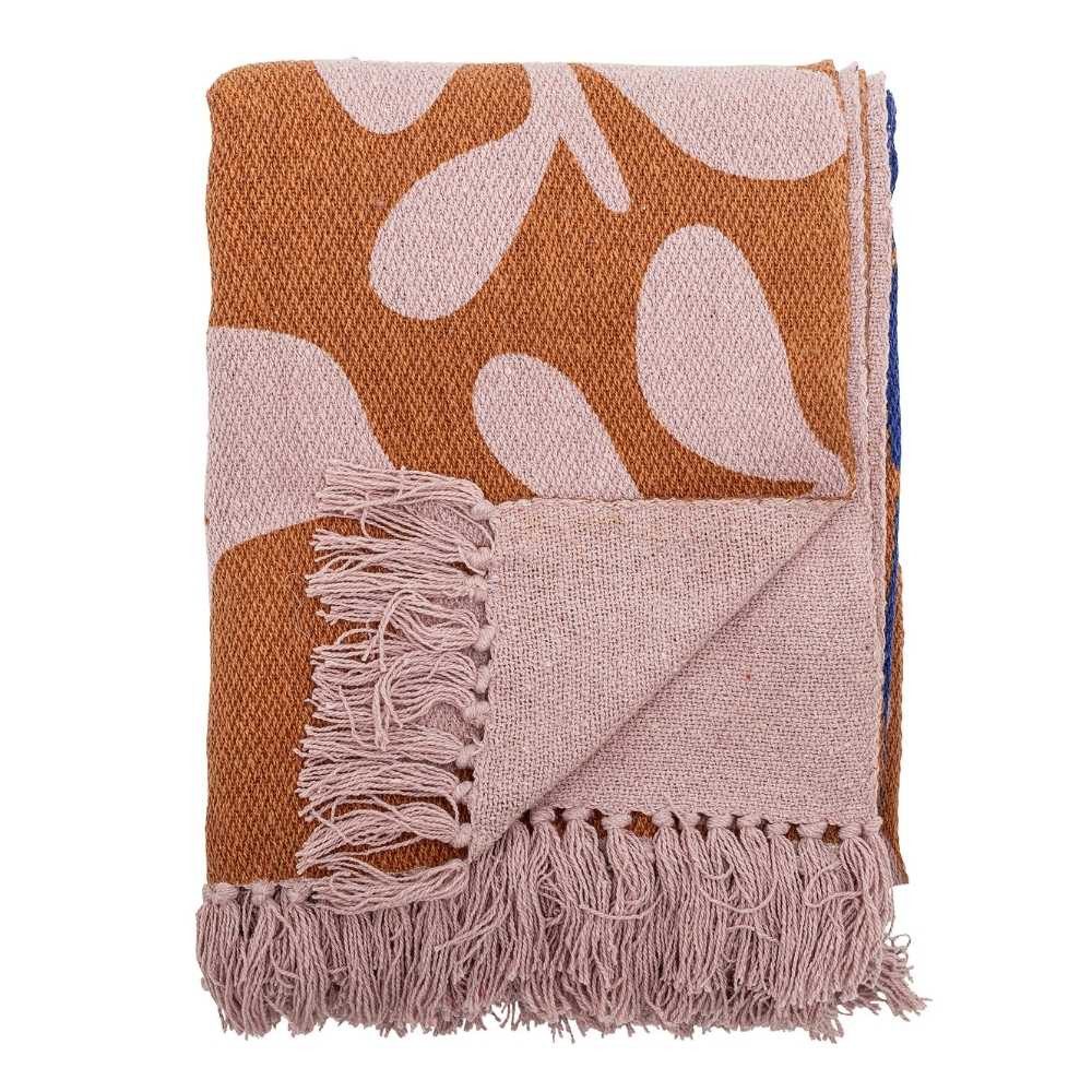 Wolldecke Bloomingville Decke ATLE Braun Blau 160x130 cm, Bloomingville günstig online kaufen